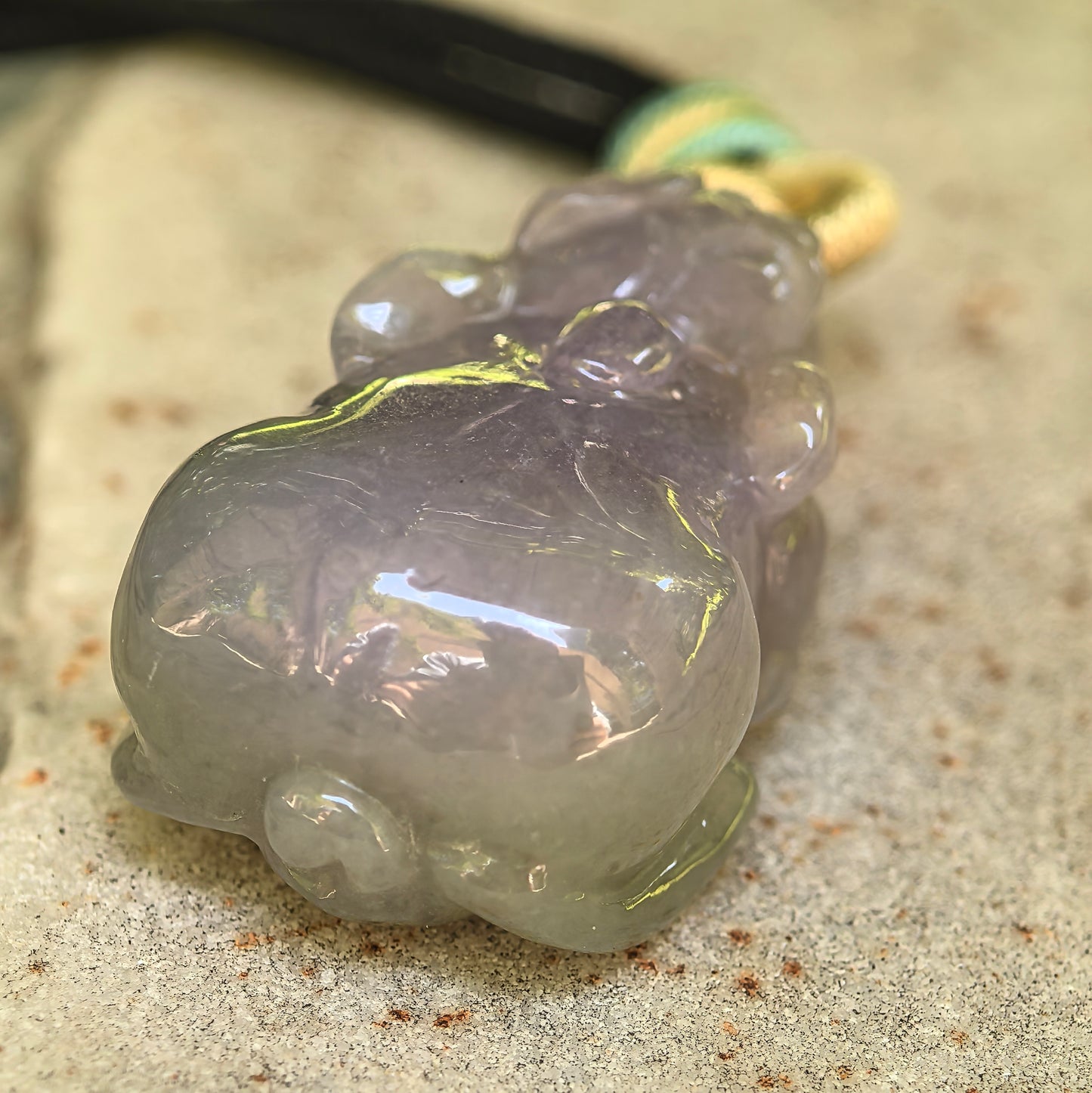 Natural Grade-A Jadeite Glutinous Lavender Pixiu Pendant · Burmese Jade