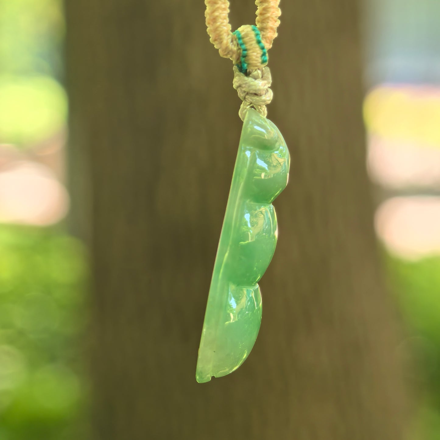 Natural Grade-A Glutinous Green Bean Jadeite Pendant · Burmese Jade
