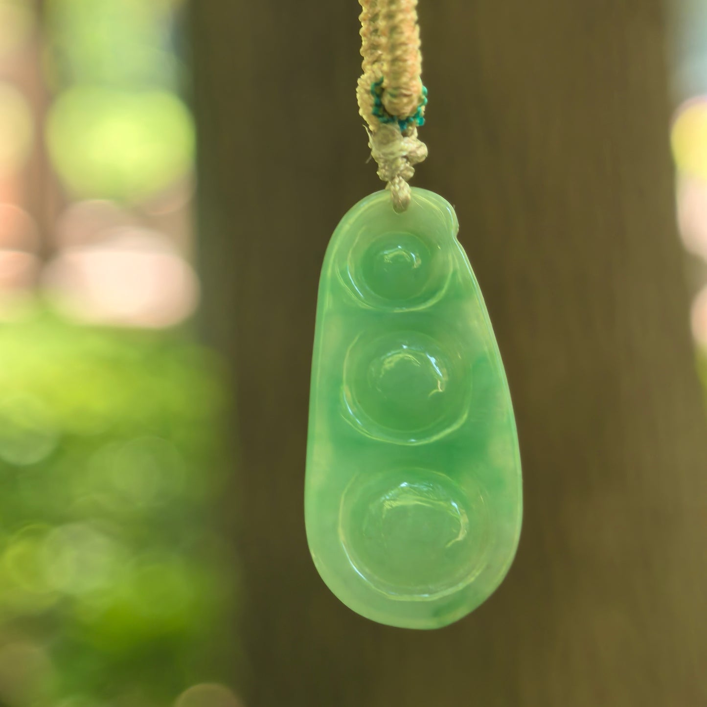 Natural Grade-A Glutinous Green Bean Jadeite Pendant · Burmese Jade