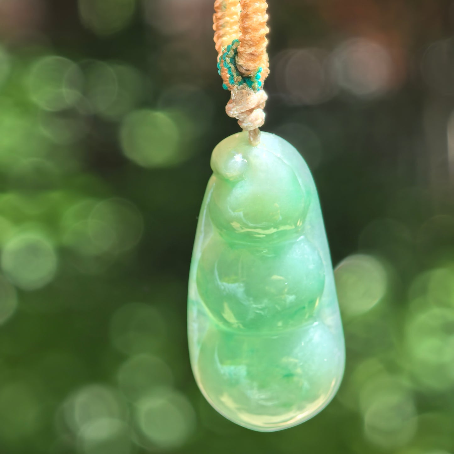 Natural Grade-A Glutinous Green Bean Jadeite Pendant · Burmese Jade