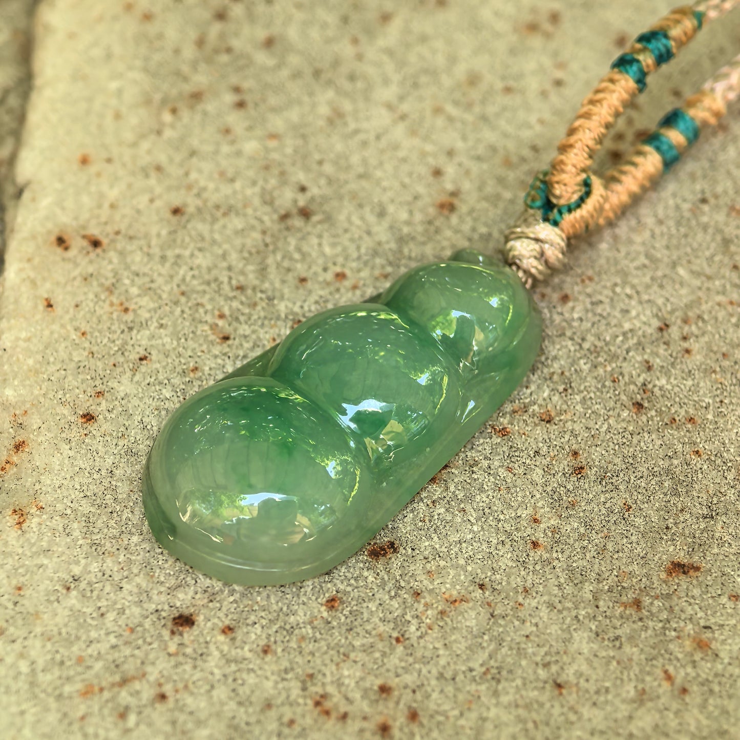 Natural Grade-A Glutinous Green Bean Jadeite Pendant · Burmese Jade