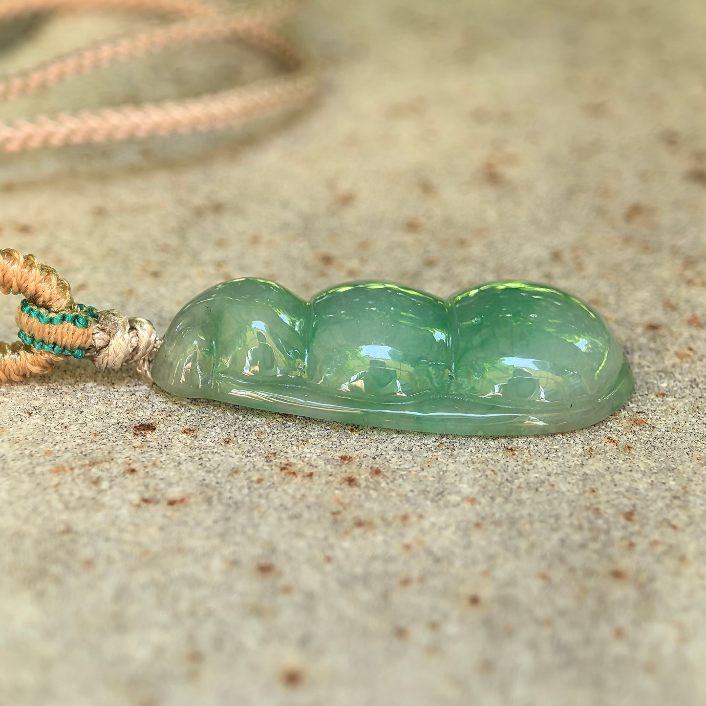 Natural Grade-A Glutinous Green Bean Jadeite Pendant · Burmese Jade