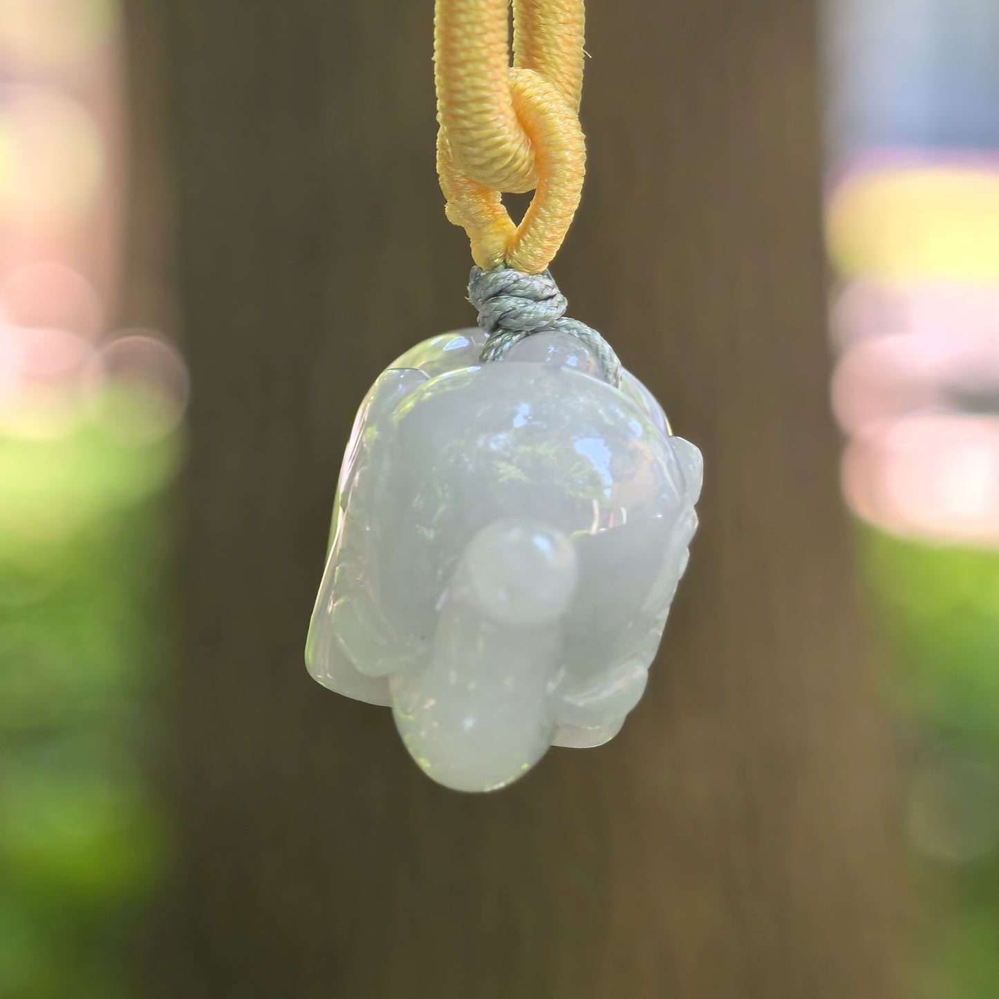 Natural Grade-A Glutinous White Elephant Jadeite Pendant · Burmese Jade