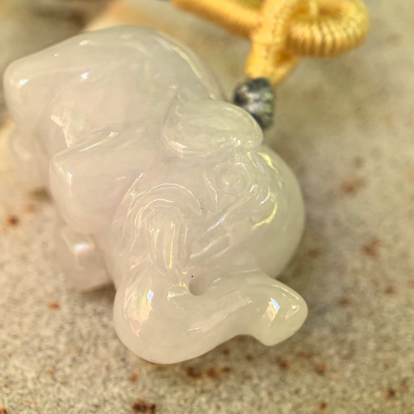 Natural Grade-A Glutinous White Elephant Jadeite Pendant · Burmese Jade