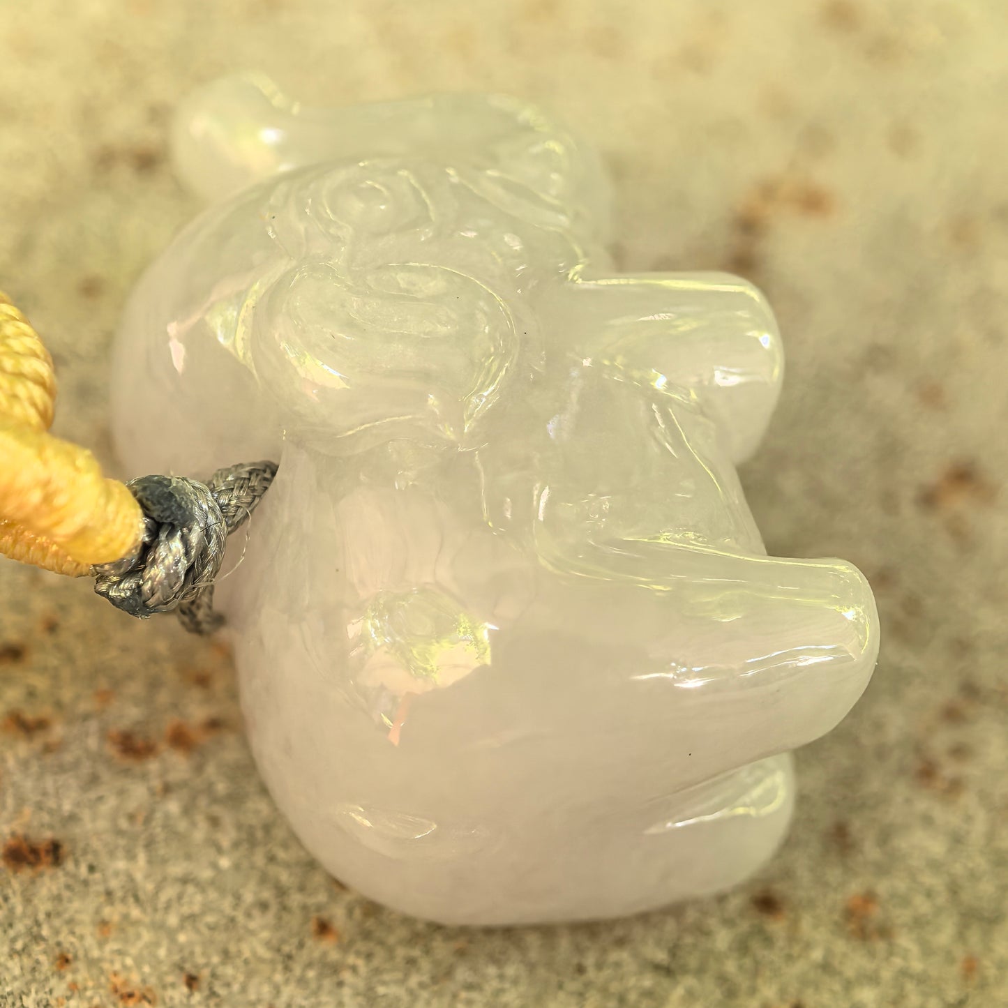Natural Grade-A Glutinous White Elephant Jadeite Pendant · Burmese Jade