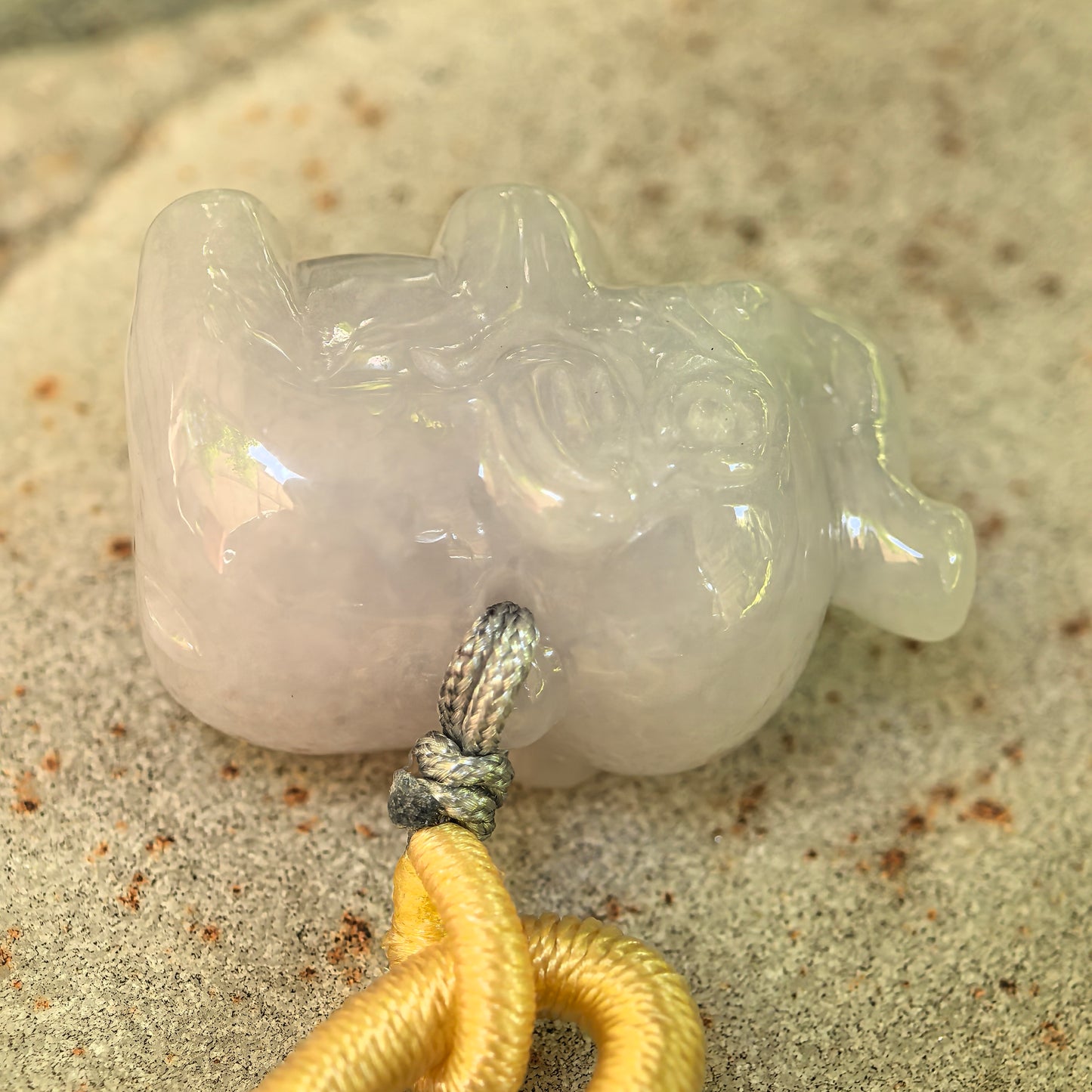 Natural Grade-A Glutinous White Elephant Jadeite Pendant · Burmese Jade