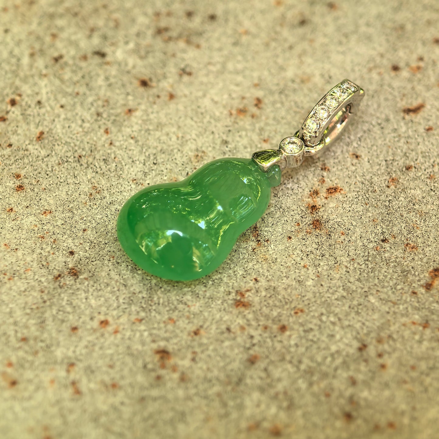 Natural Grade-A Icy Vivid Green Gourd Jadeite Pendant · Burmese Jade