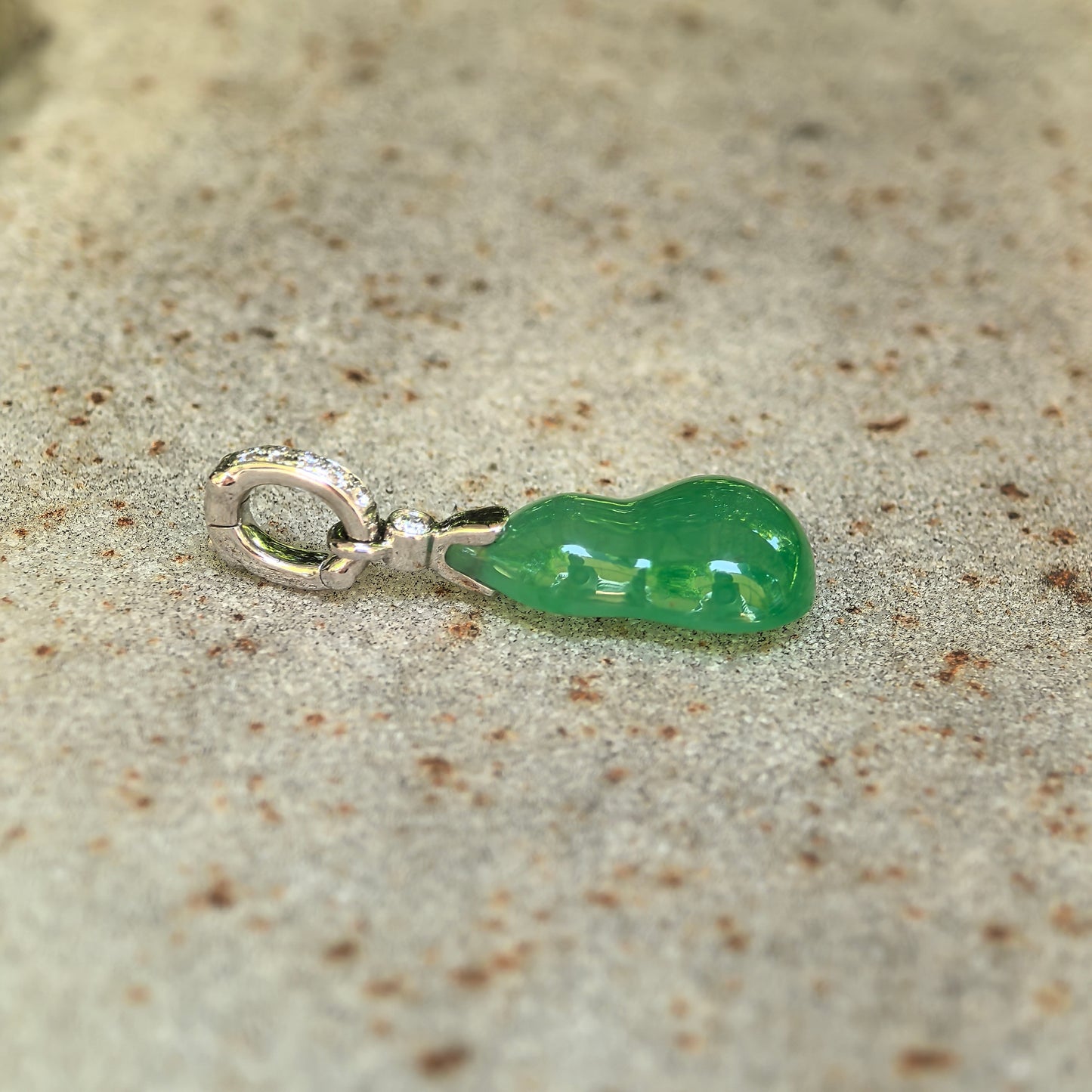 Natural Grade-A Icy Vivid Green Gourd Jadeite Pendant · Burmese Jade