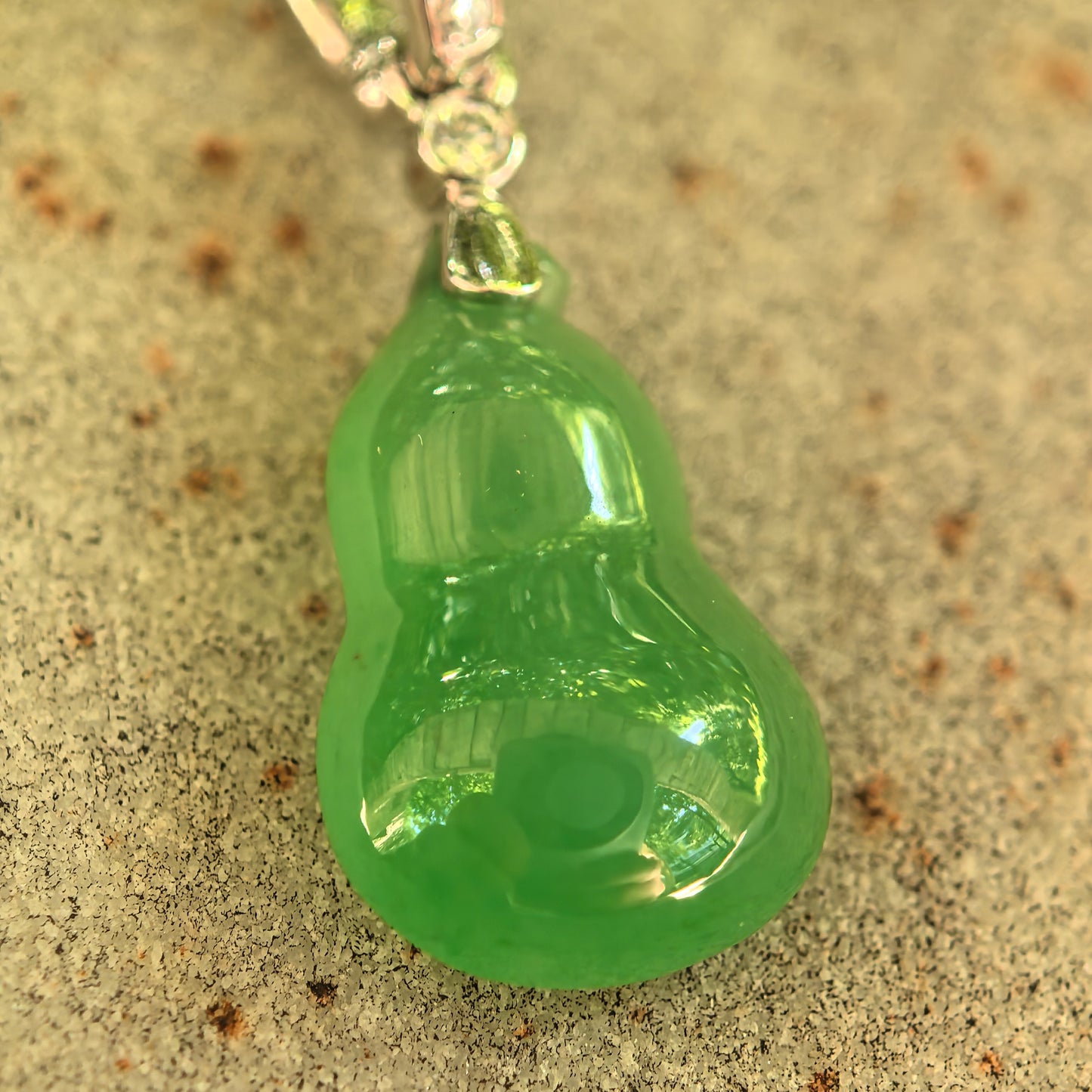 Natural Grade-A Icy Vivid Green Gourd Jadeite Pendant · Burmese Jade