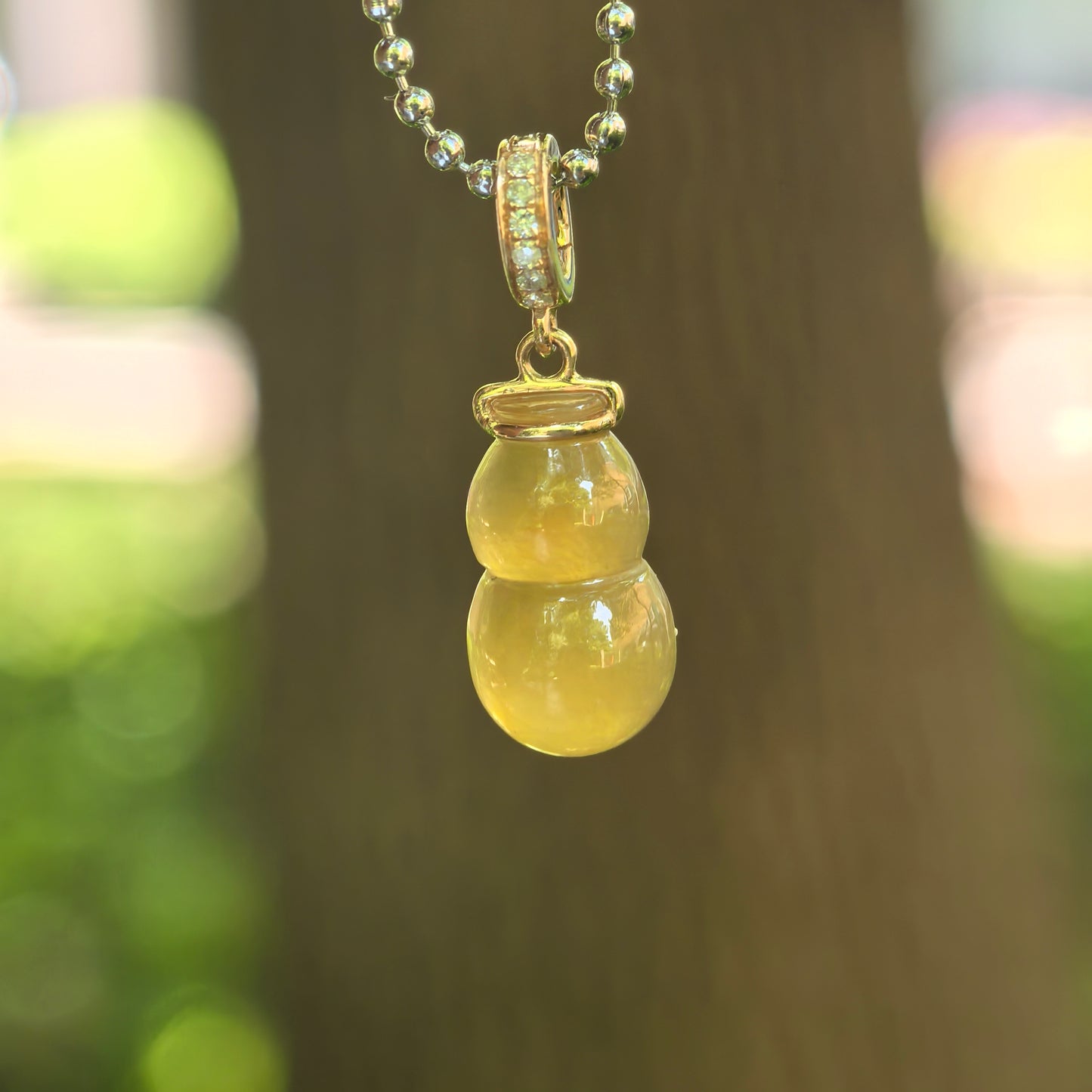 Natural Grade-A Icy Translucent Yellow Gourd Jadeite Pendant · Burmese Jade