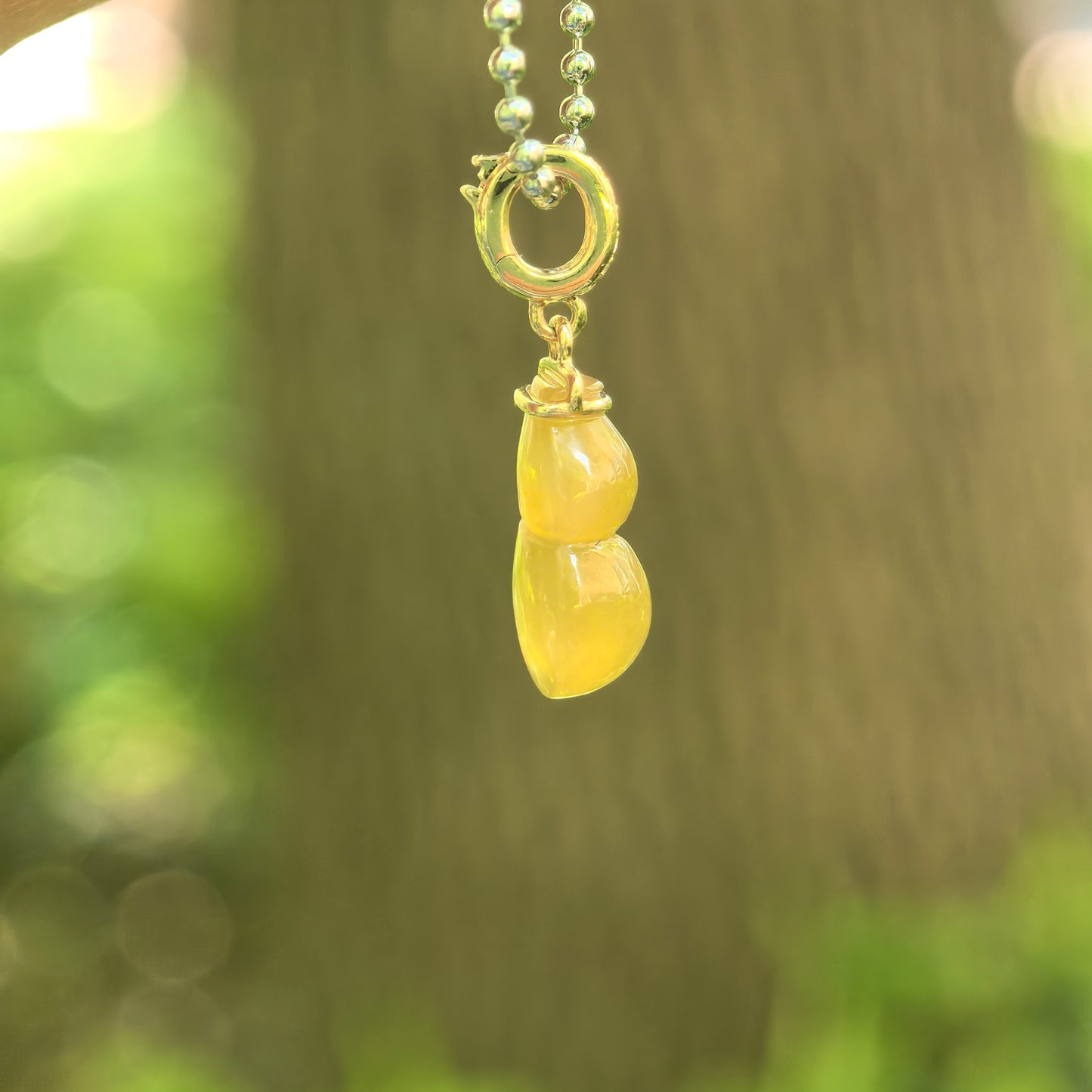 Natural Grade-A Icy Translucent Yellow Gourd Jadeite Pendant · Burmese Jade