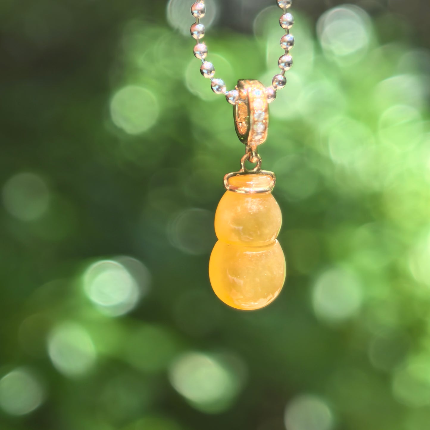 Natural Grade-A Icy Translucent Yellow Gourd Jadeite Pendant · Burmese Jade