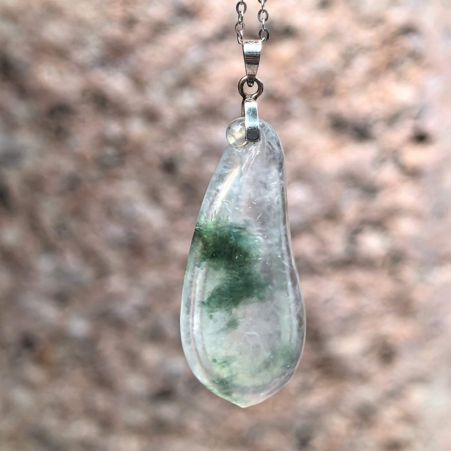 Natural Grade-A Icy Green Floating Flower Melon Jadeite Pendant · Burmese Jade