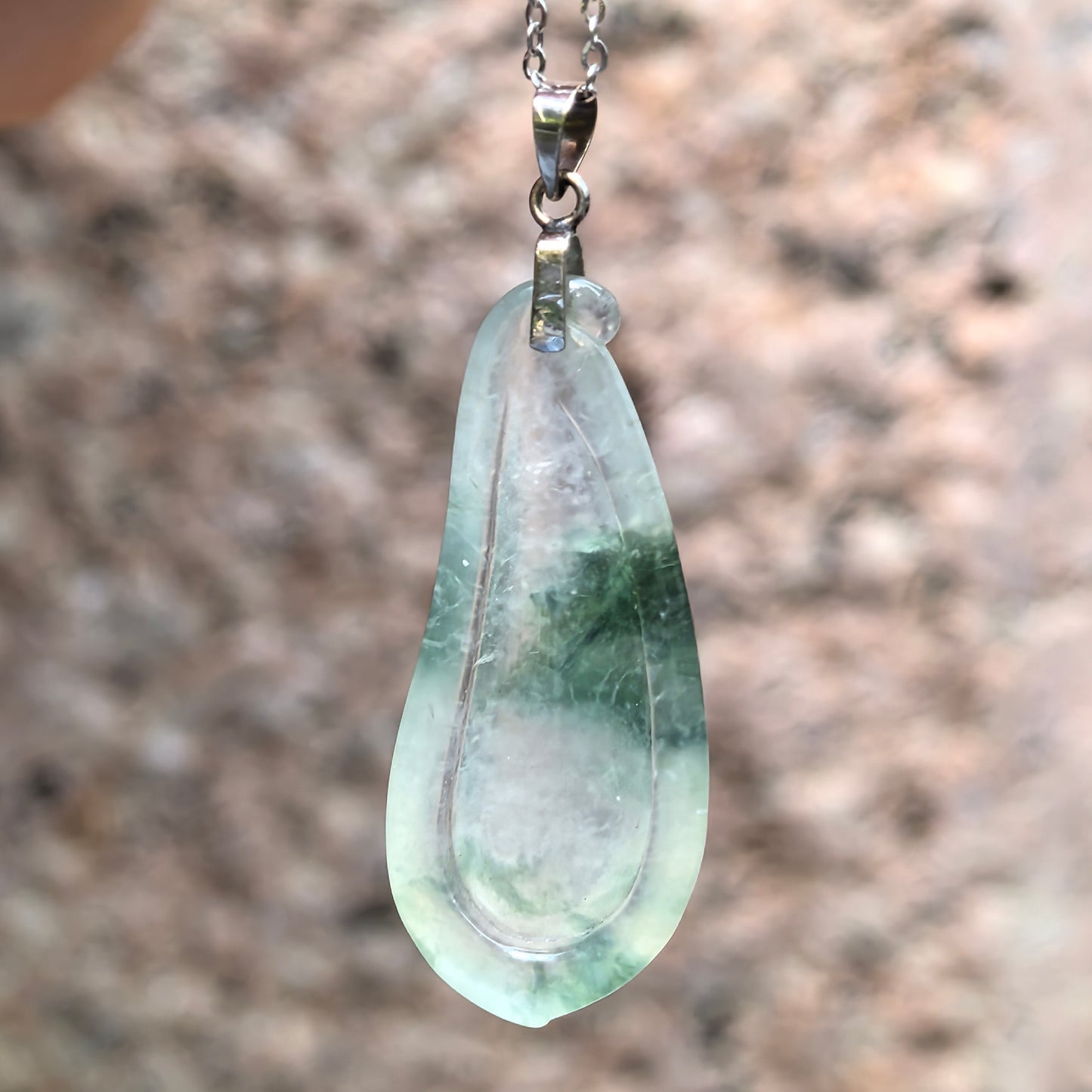Natural Grade-A Icy Green Floating Flower Melon Jadeite Pendant · Burmese Jade