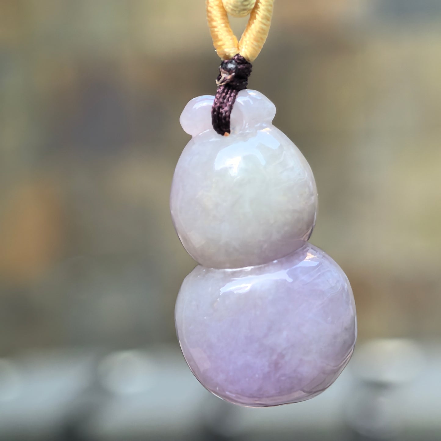 Natural Grade-A Jadeite Glutinous Lavender Gourd Pendant · Burmese Jade