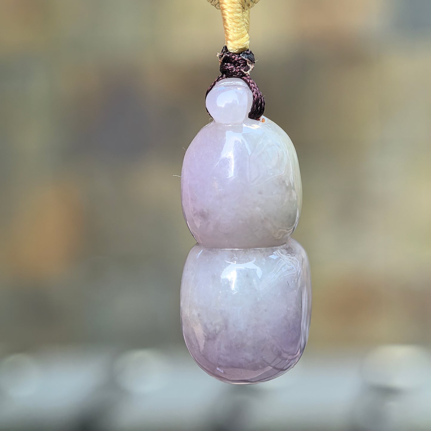Natural Grade-A Jadeite Glutinous Lavender Gourd Pendant · Burmese Jade