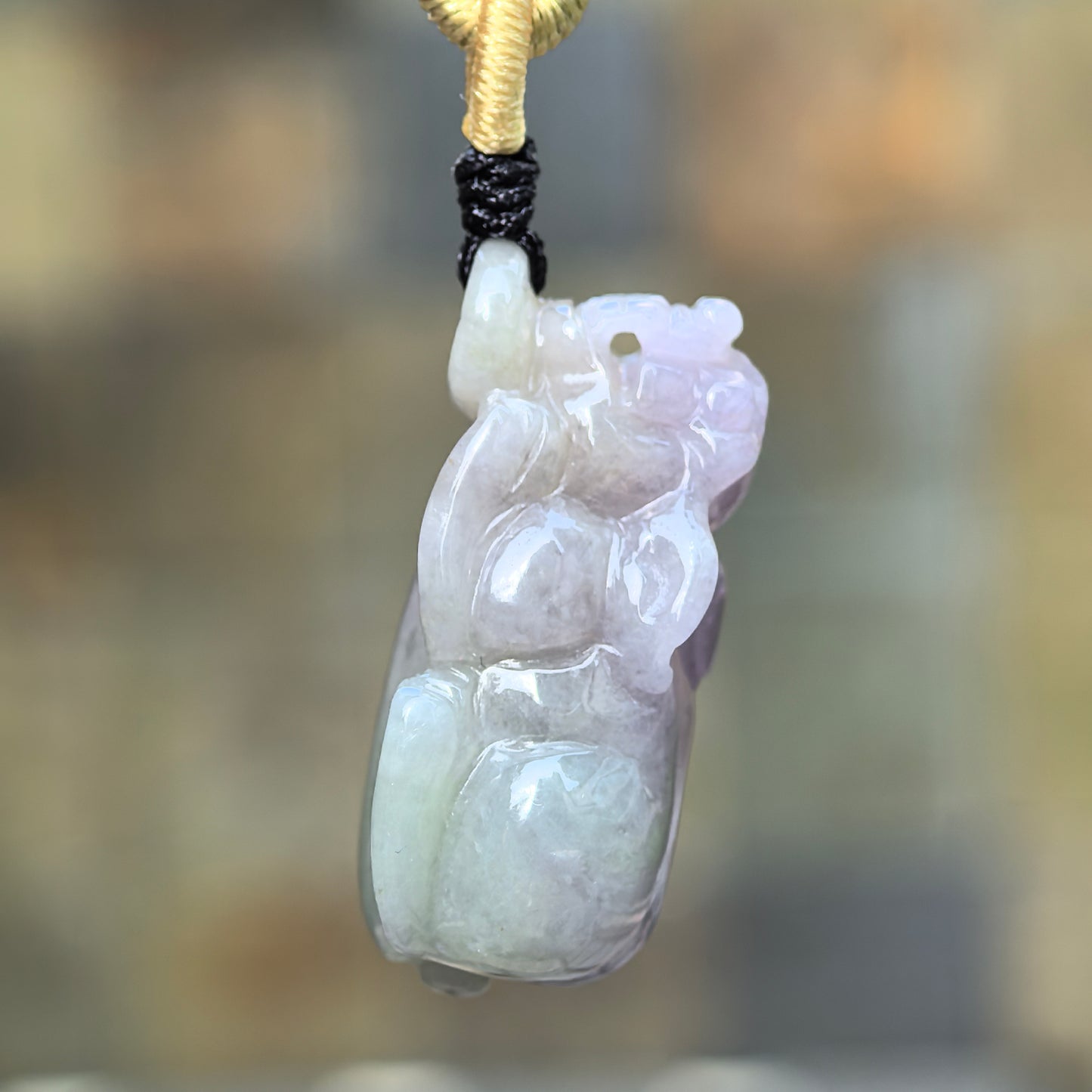 Natural Grade-A Jadeite Glutinous Lavender Pixiu Pendant · Burmese Jade