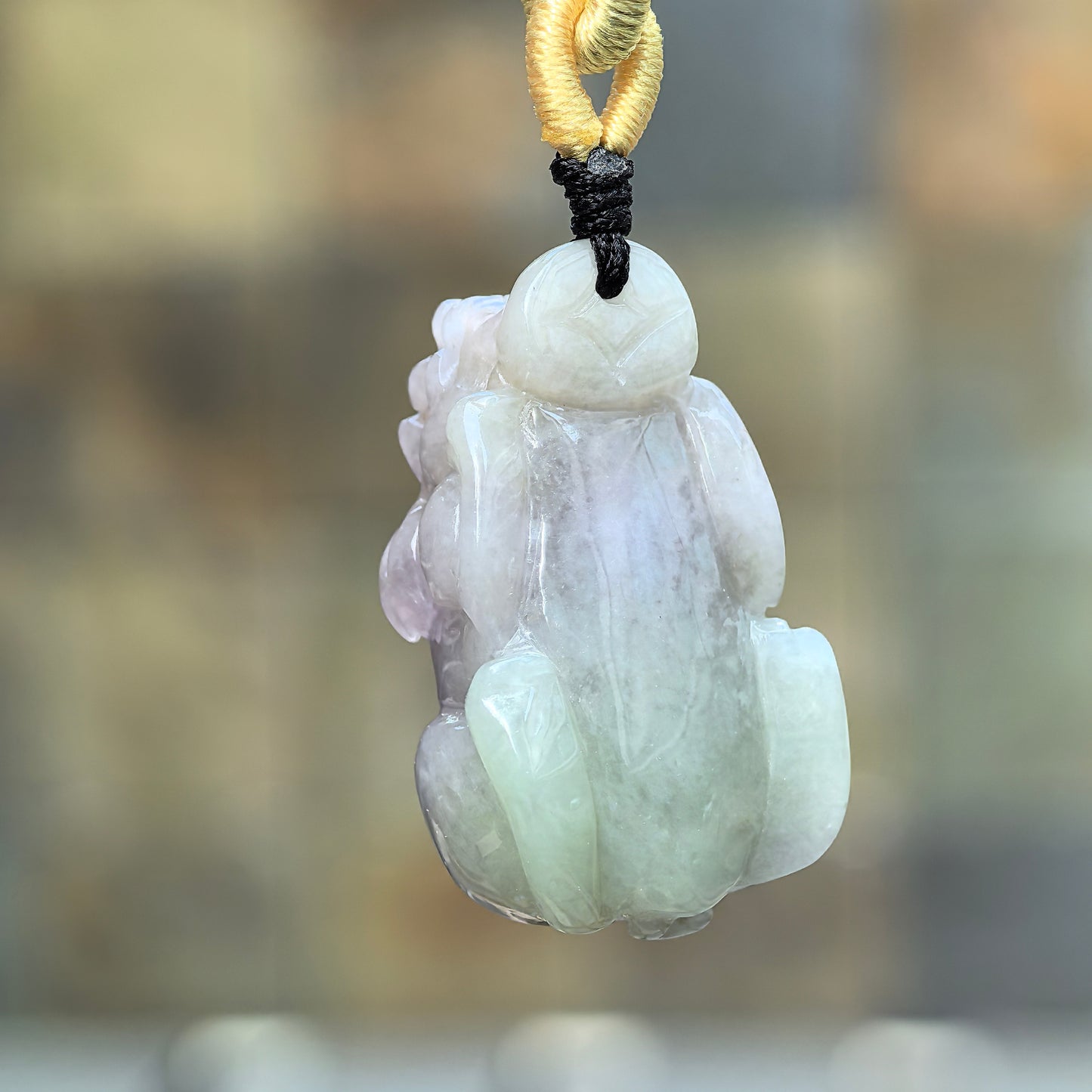 Natural Grade-A Jadeite Glutinous Lavender Pixiu Pendant · Burmese Jade
