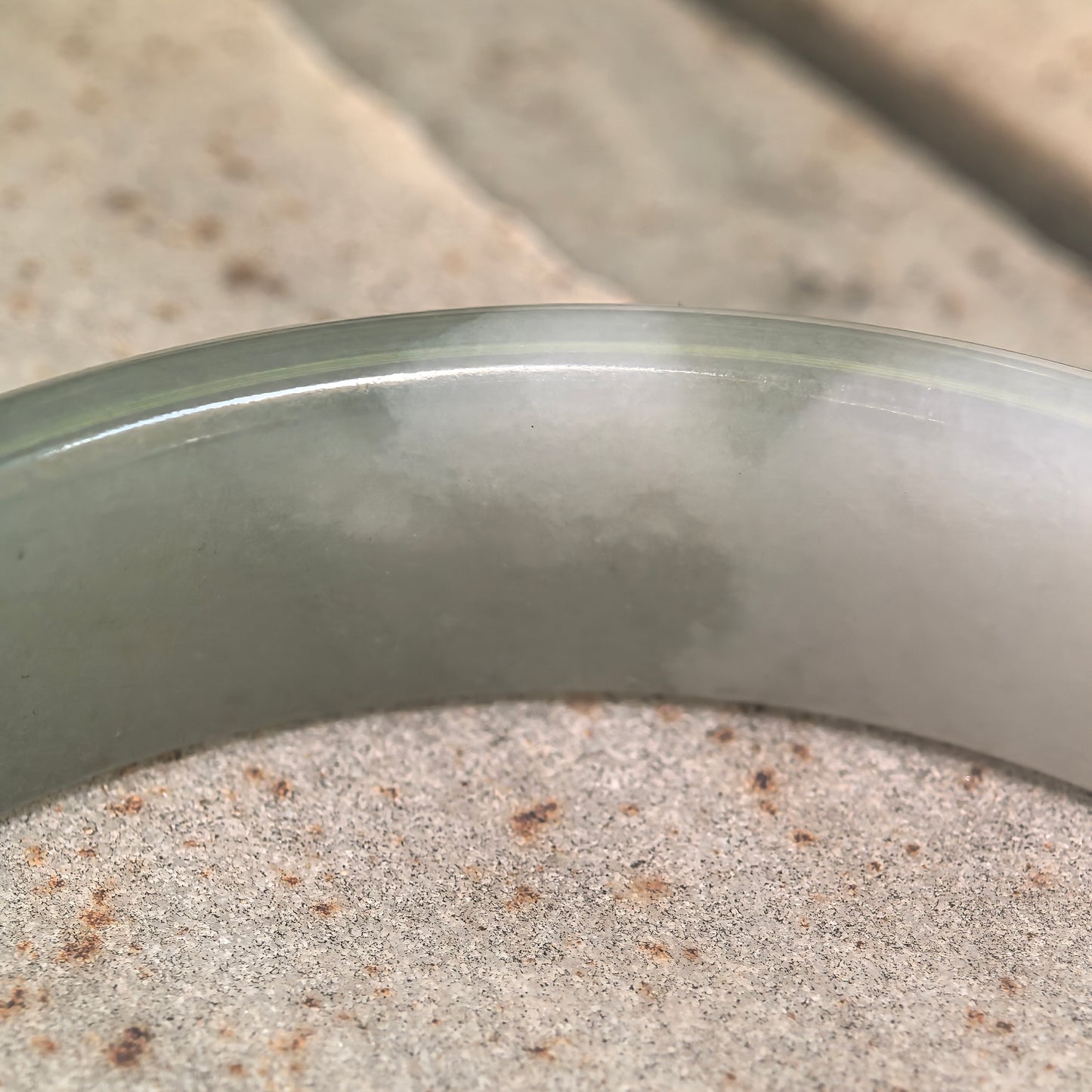 Natural Grade-A Glutinous White and Deep Green D-Shape Jadeite Bangle · Burmese Jade 58mm