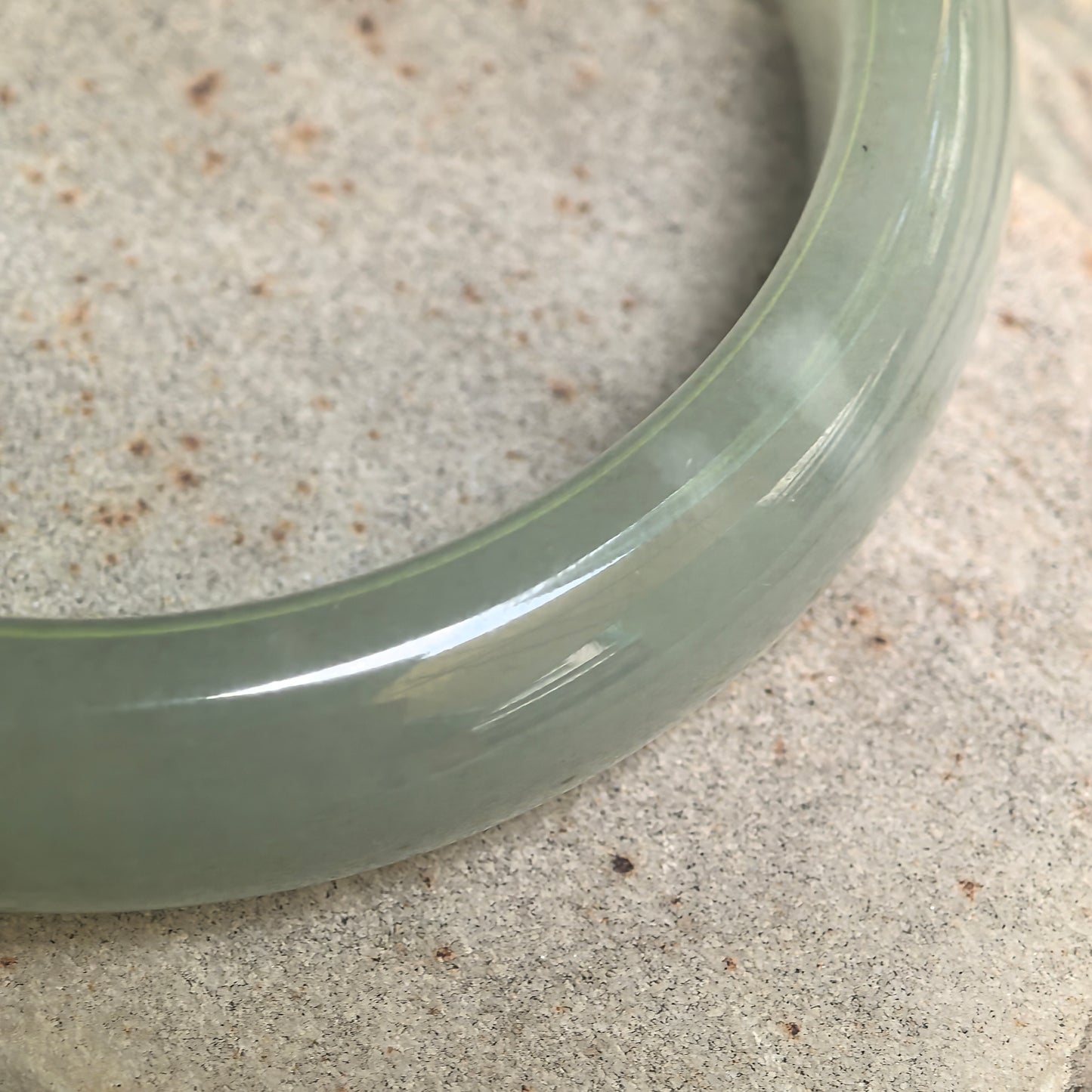 Natural Grade-A Fine Glutinous Light Green D-Shape Jadeite Bangle · Burmese Jade 56mm