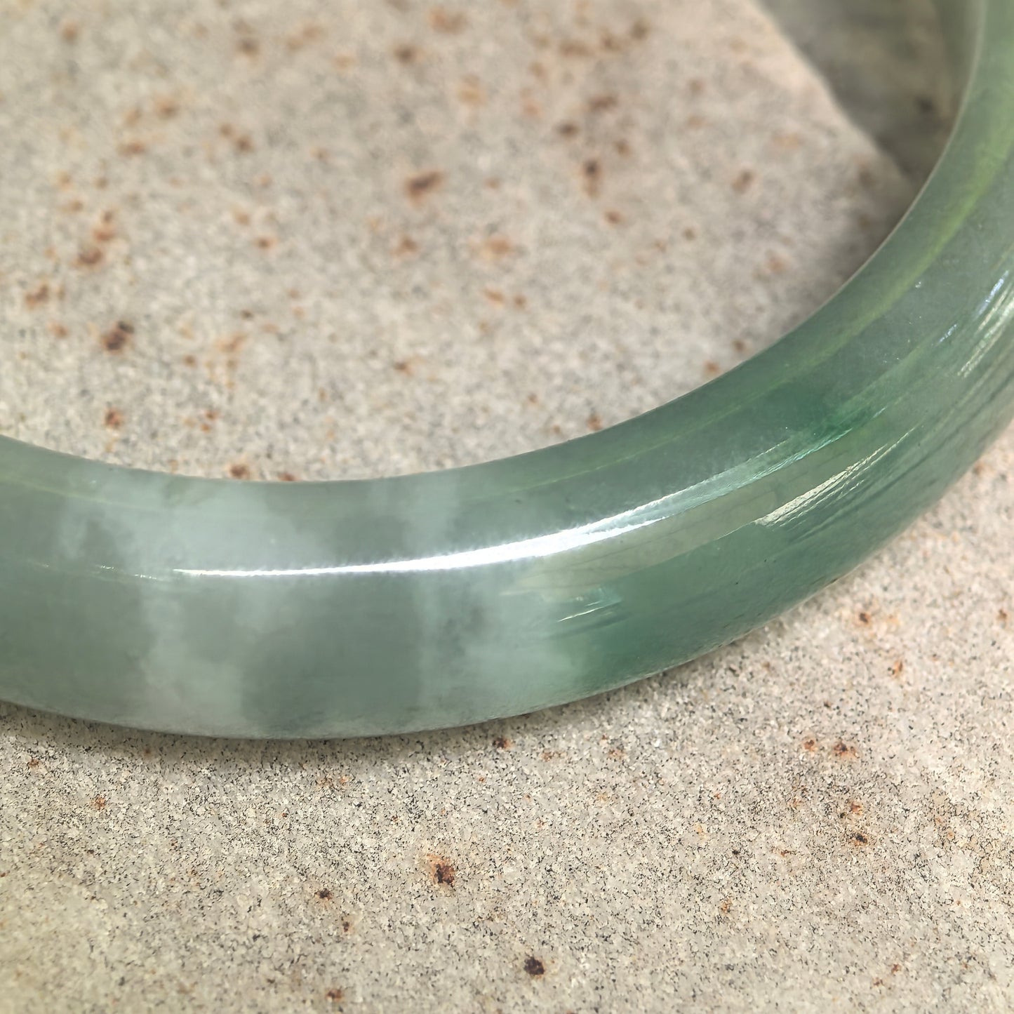 Natural Grade-A Glutinous Oil Green D-Shape Jadeite Bangle · Burmese Jade 56mm