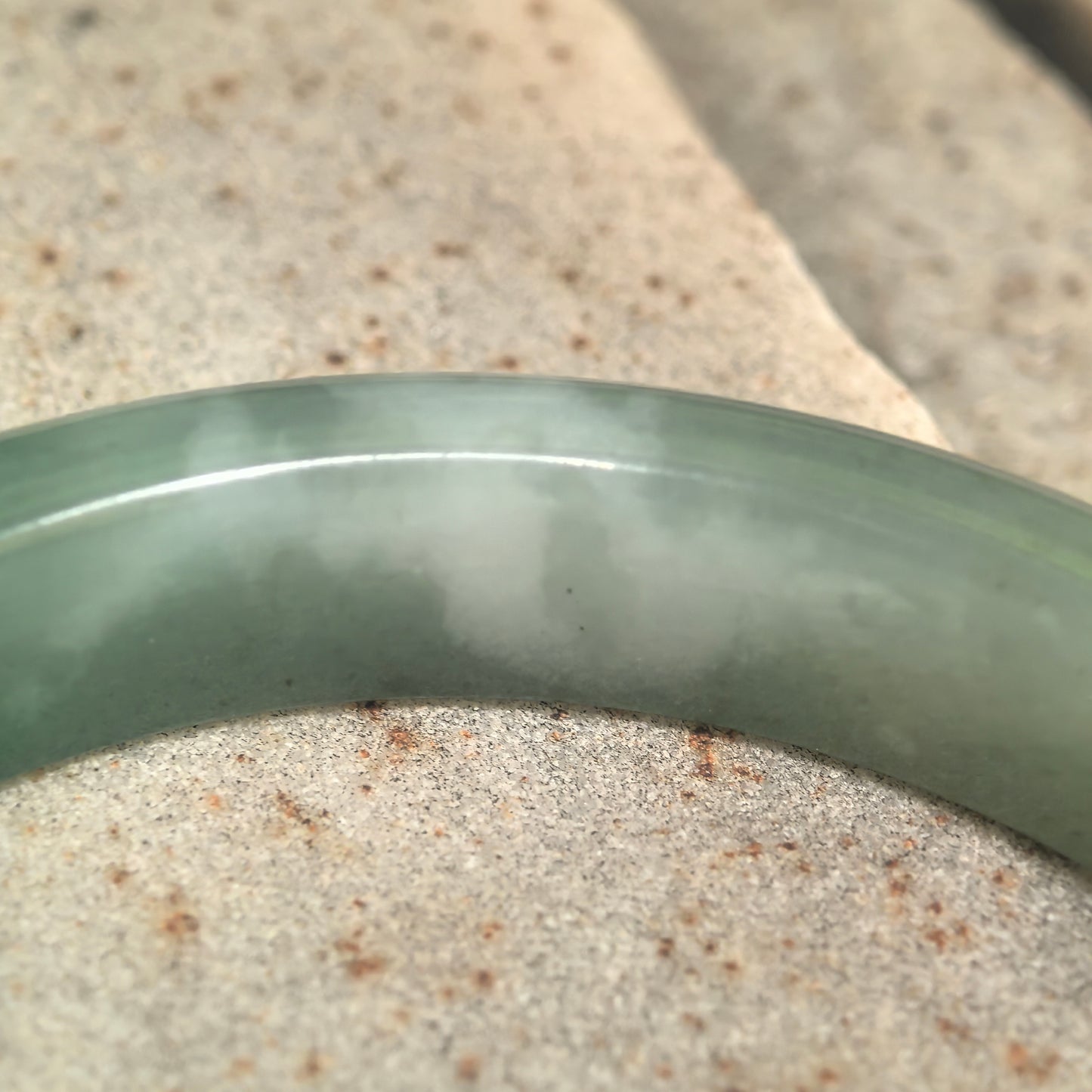 Natural Grade-A Glutinous Oil Green D-Shape Jadeite Bangle · Burmese Jade 56mm