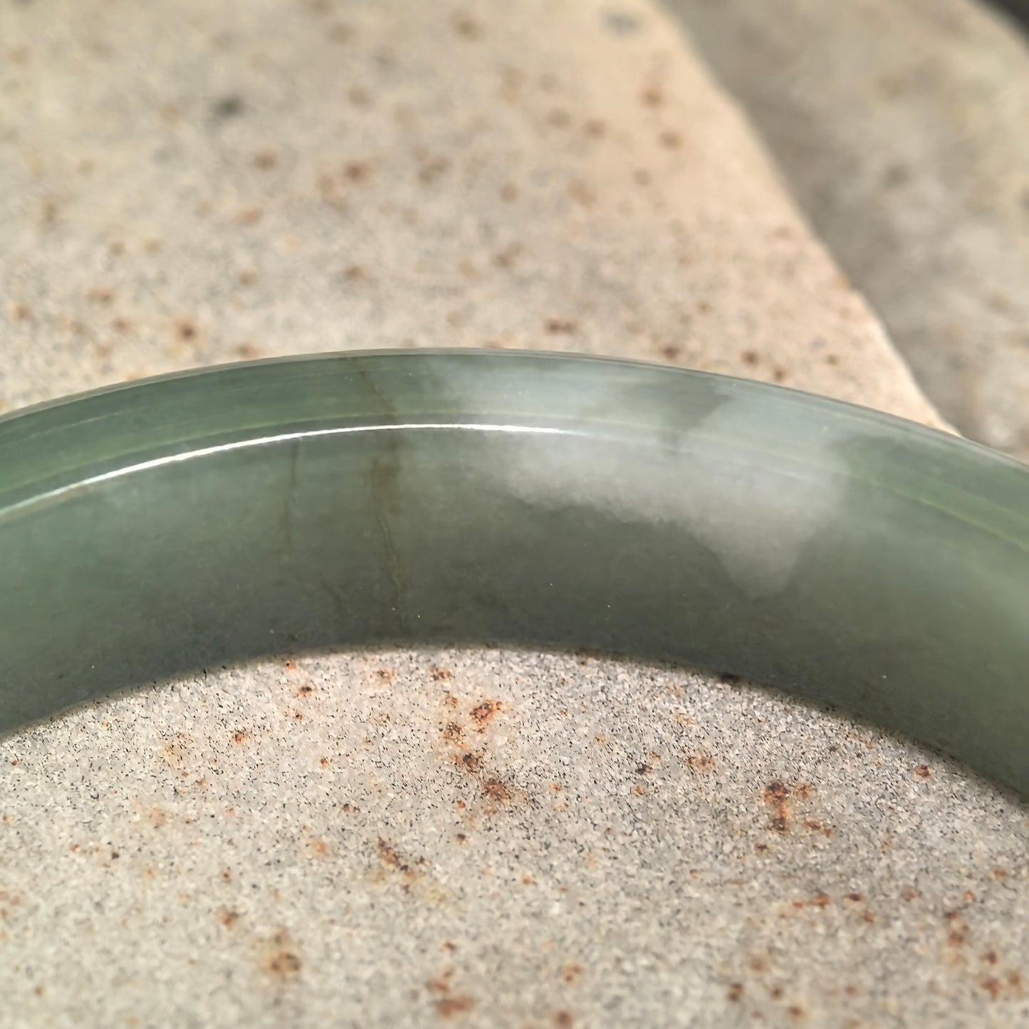 Natural Grade-A Glutinous Oil Green D-Shape Jadeite Bangle · Burmese Jade 56mm