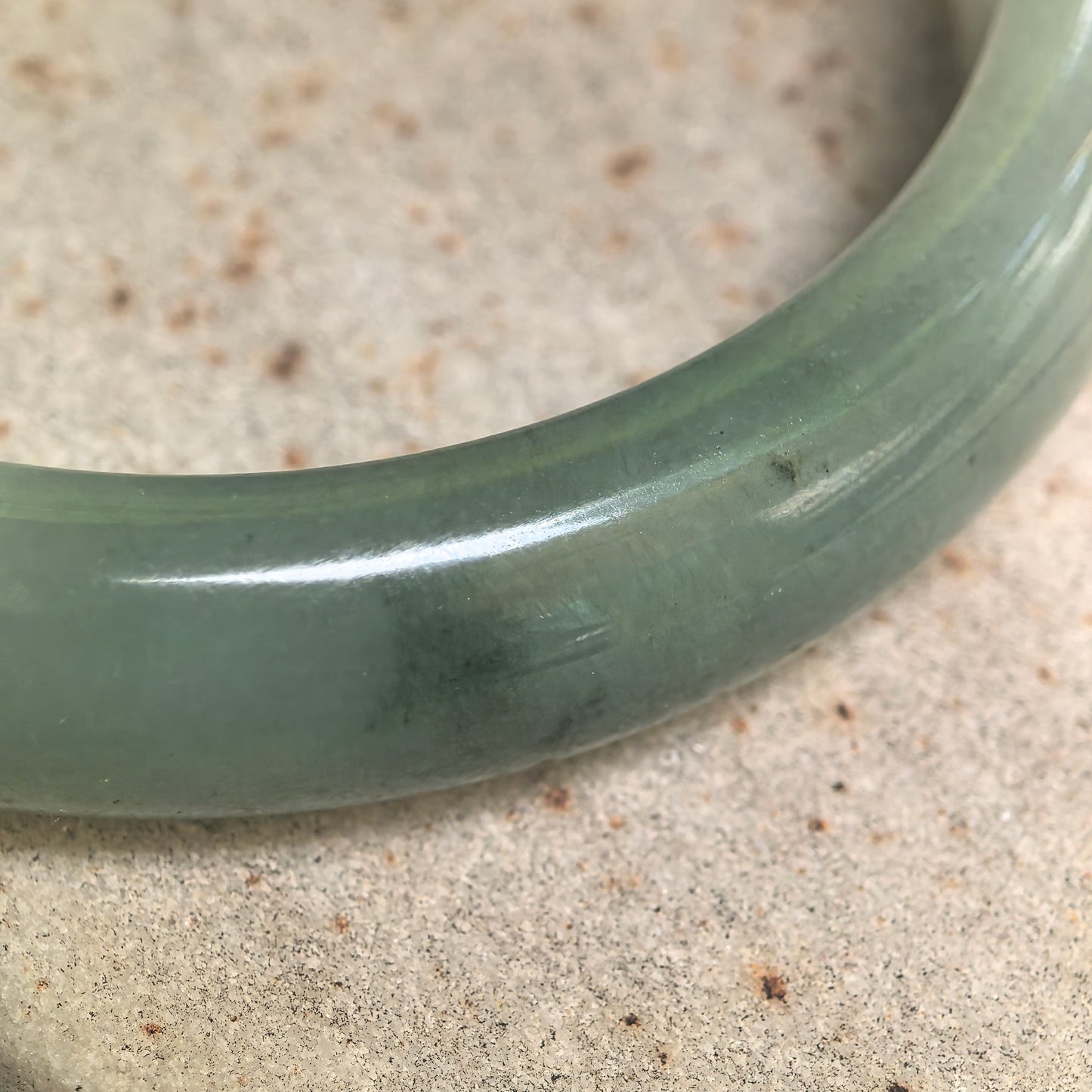 Natural Grade-A Glutinous White Base Dark Green D-Shape Jadeite Bangle · Burmese Jade 56mm