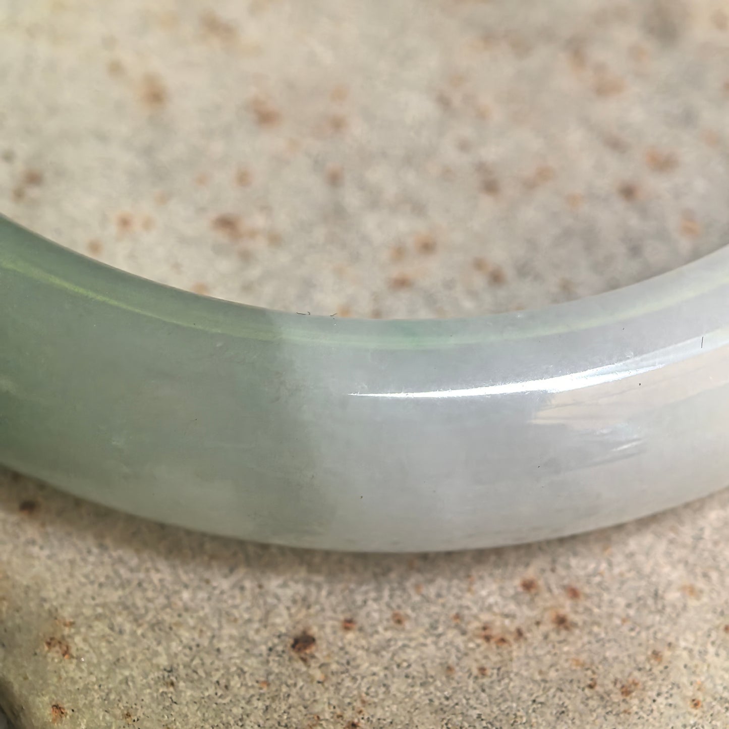 Natural Grade-A Glutinous White Base Dark Green D-Shape Jadeite Bangle · Burmese Jade 56mm