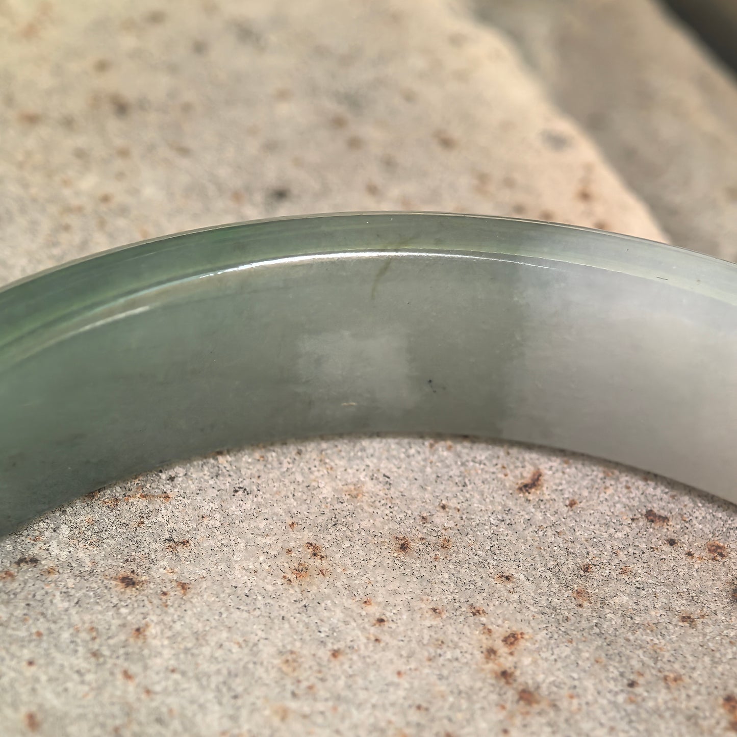 Natural Grade-A Glutinous White Base Dark Green D-Shape Jadeite Bangle · Burmese Jade 56mm