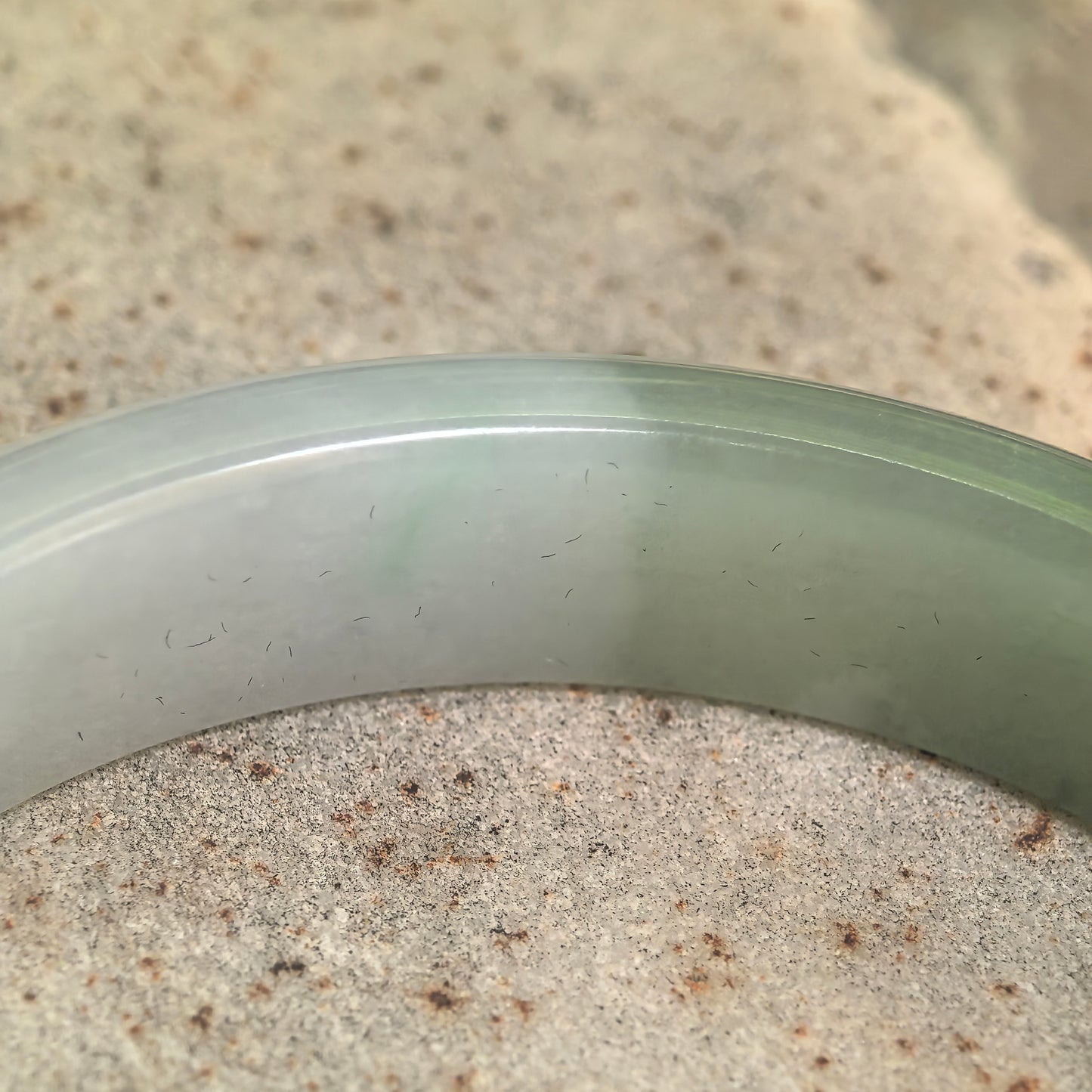 Natural Grade-A Glutinous White Base Dark Green D-Shape Jadeite Bangle · Burmese Jade 56mm