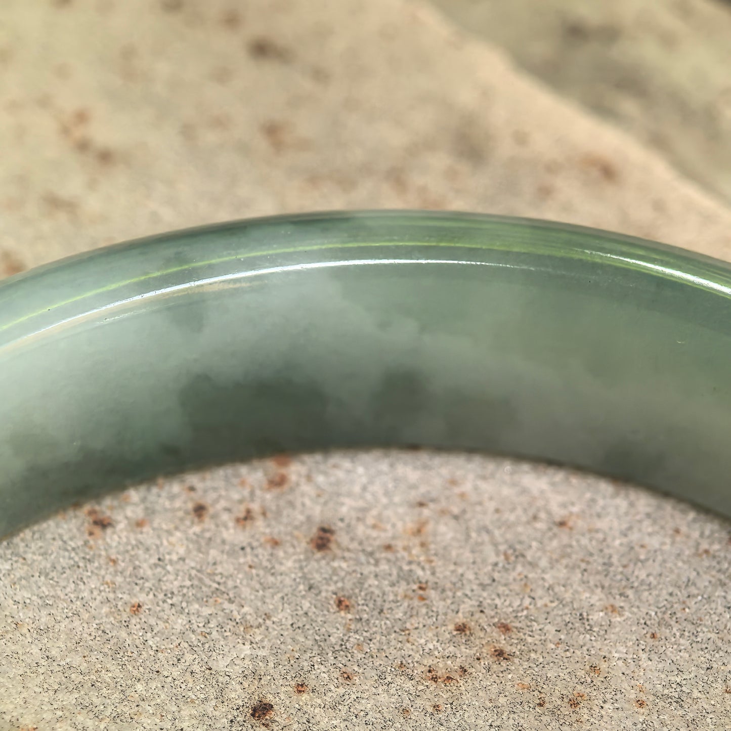 Natural Grade-A Glutinous White and Light Green Oval Jadeite Bangle · Burmese Jade 51mm