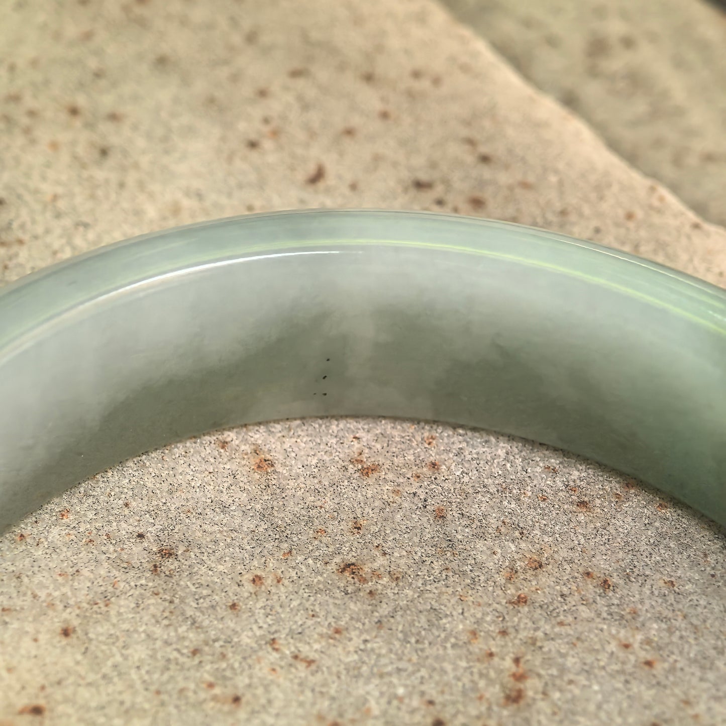 Natural Grade-A Glutinous White and Light Green Oval Jadeite Bangle · Burmese Jade 51mm