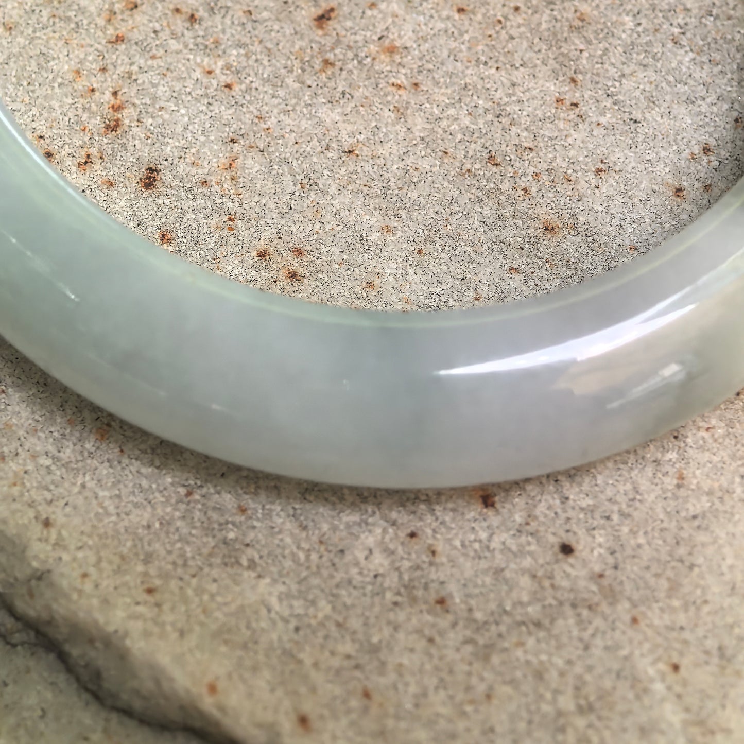 Natural Grade-A Glutinous White and Dark Green Oval Jadeite Bangle · Burmese Jade 50mm