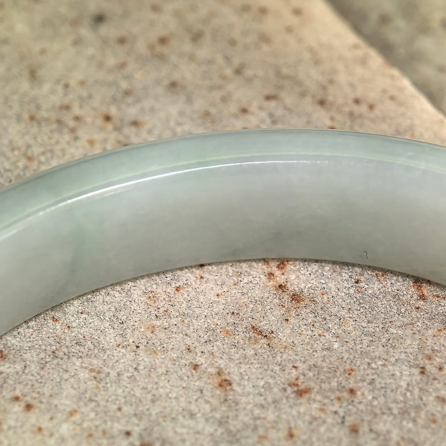 Natural Grade-A Glutinous White and Dark Green Oval Jadeite Bangle · Burmese Jade 50mm