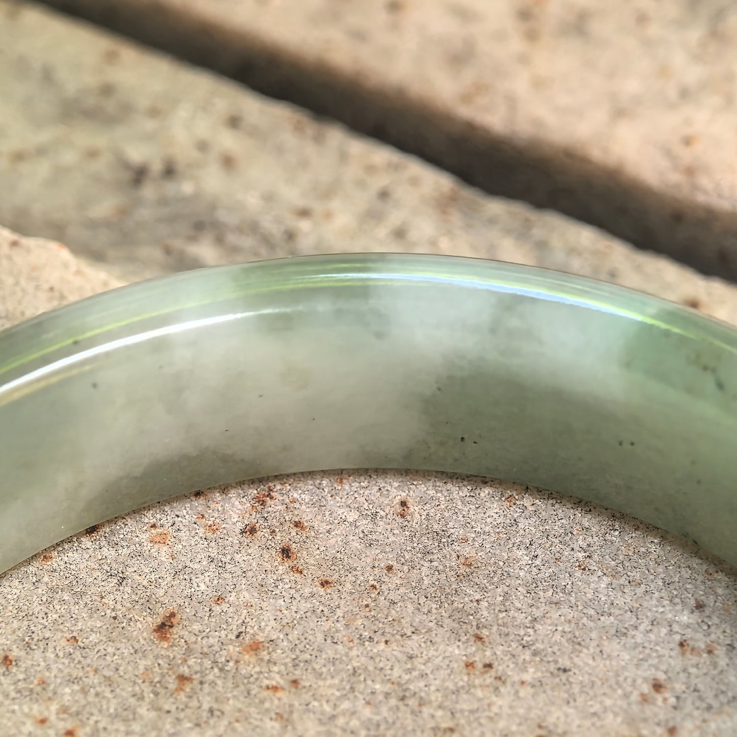Natural Grade-A Glutinous Light Green D-Shape Jadeite Bangle · Burmese Jade 56mm