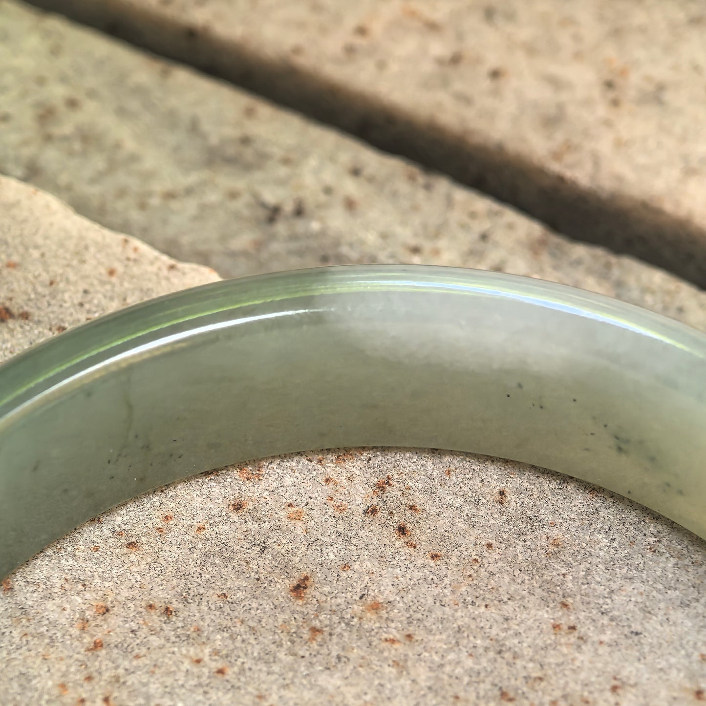 Natural Grade-A Glutinous Light Green D-Shape Jadeite Bangle · Burmese Jade 56mm