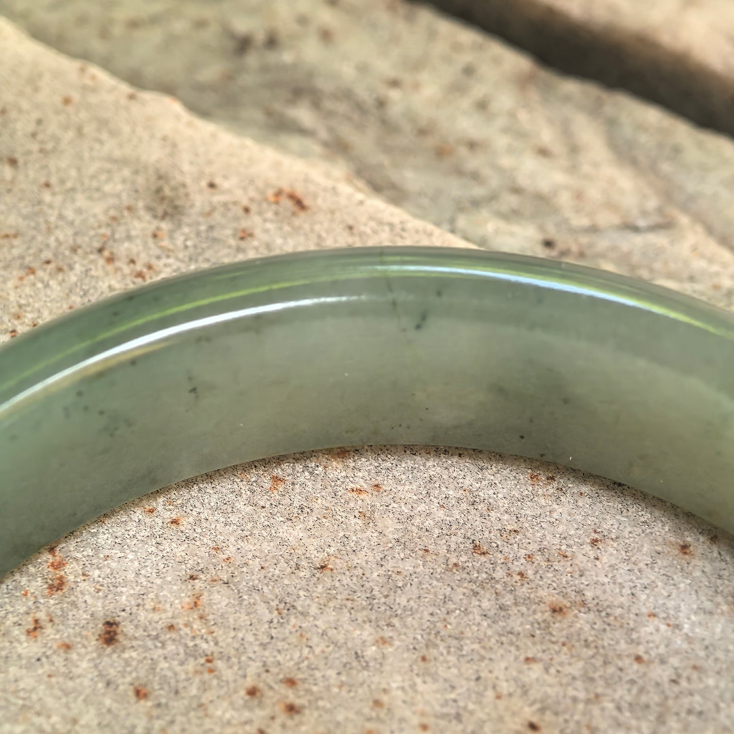 Natural Grade-A Glutinous Light Green D-Shape Jadeite Bangle · Burmese Jade 56mm