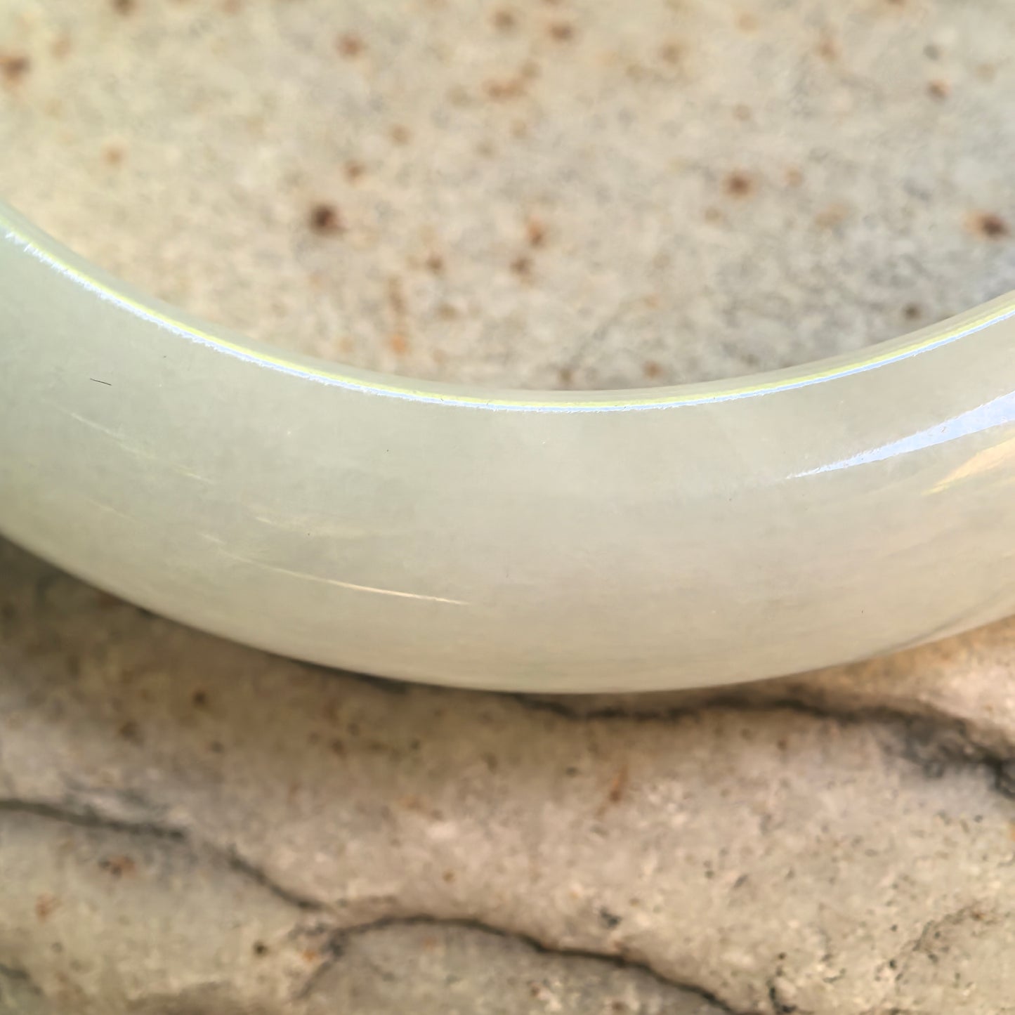 Natural Grade-A Glutinous White-Based Green D-Shape Jadeite Bangle · Burmese Jade 56mm