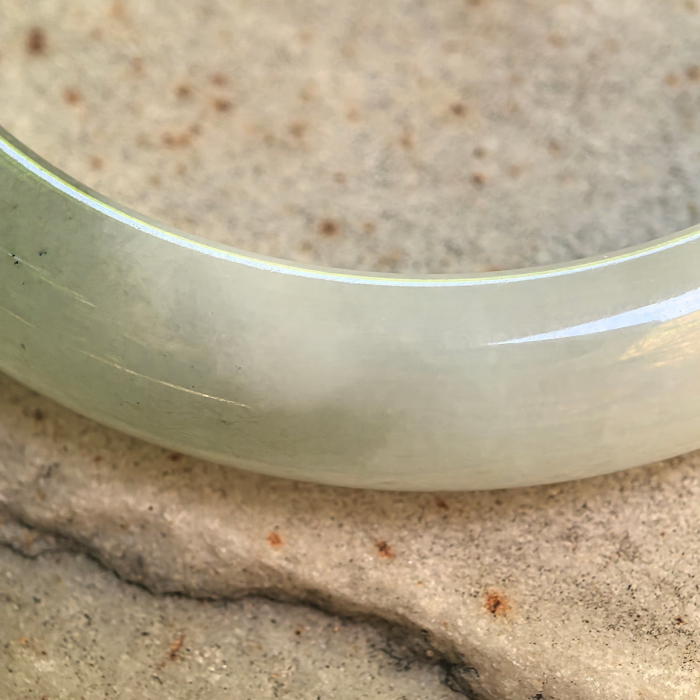 Natural Grade-A Glutinous White-Based Green D-Shape Jadeite Bangle · Burmese Jade 56mm