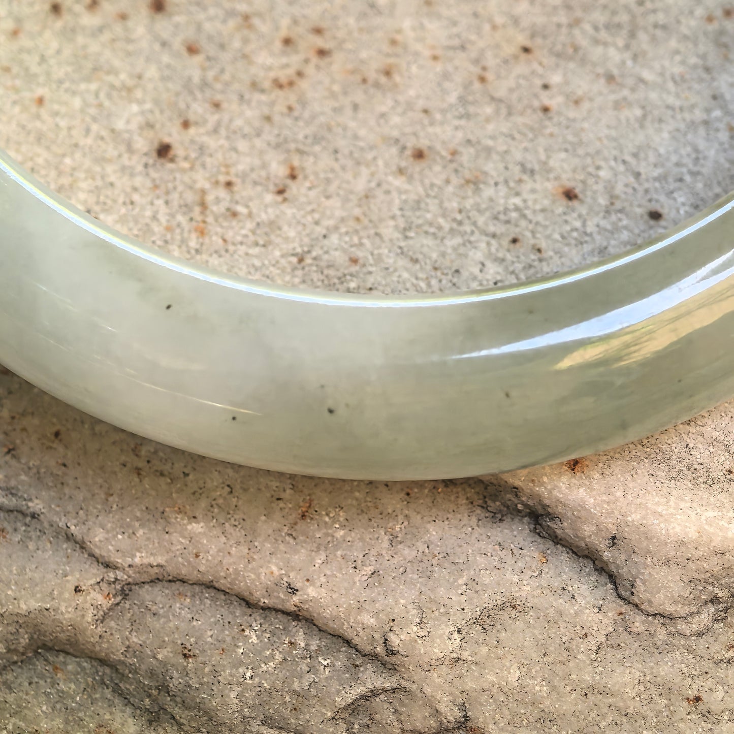 Natural Grade-A Glutinous White-Based Green D-Shape Jadeite Bangle · Burmese Jade 56mm