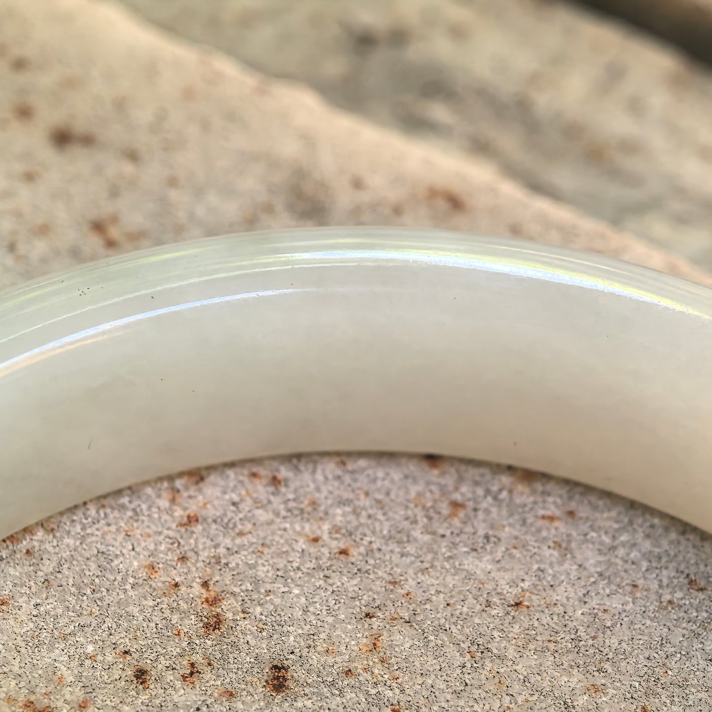 Natural Grade-A Glutinous White-Based Green D-Shape Jadeite Bangle · Burmese Jade 56mm