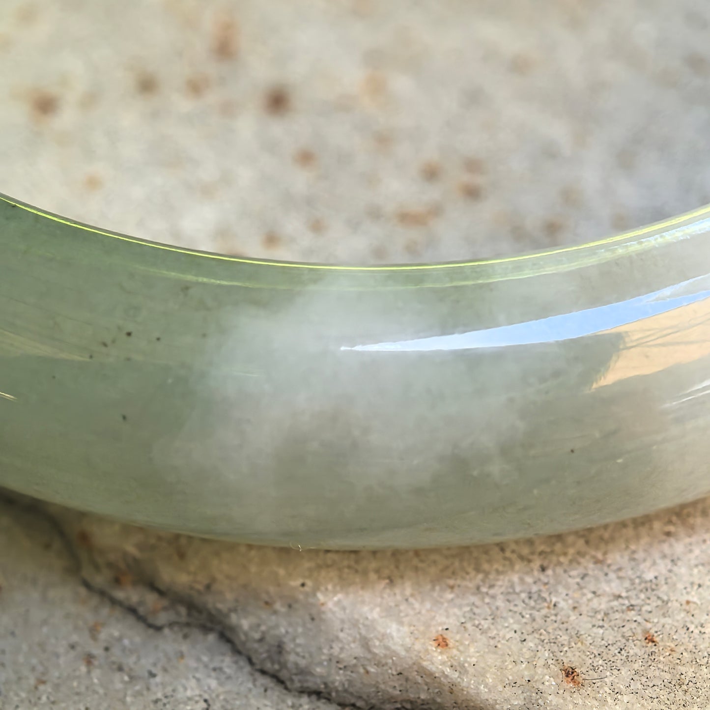 Natural Grade-A Glutinous White-Based Dark Green D-Shape Jadeite Bangle · Burmese Jade 54mm