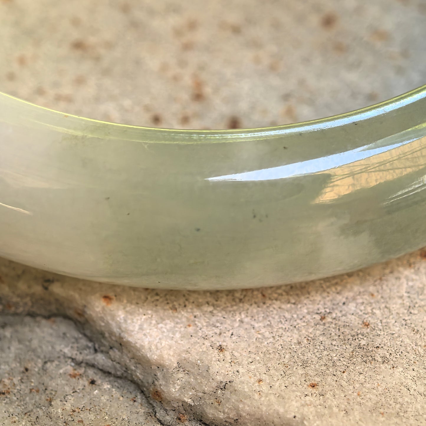 Natural Grade-A Glutinous White-Based Dark Green D-Shape Jadeite Bangle · Burmese Jade 54mm