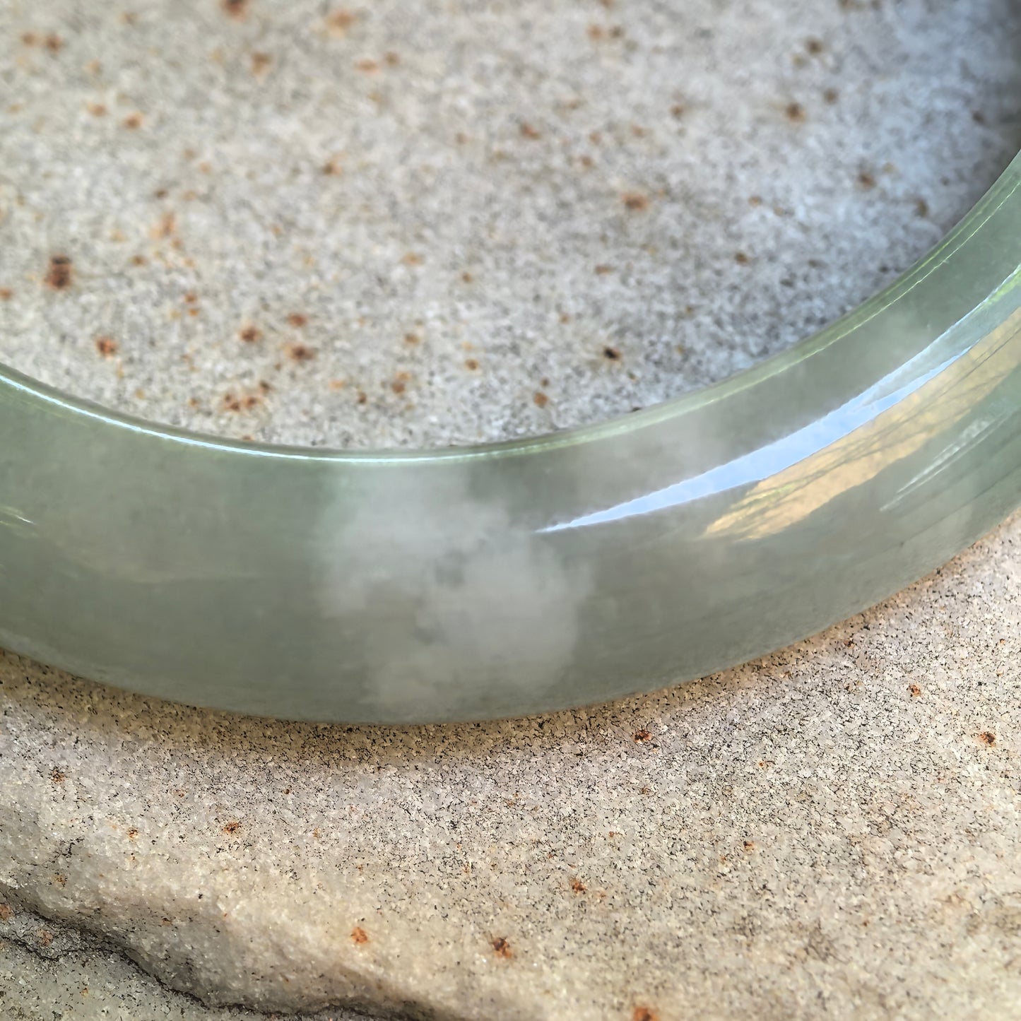Natural Grade-A Fine Glutinous Green D-Shape Jadeite Bangle · Burmese Jade 53mm