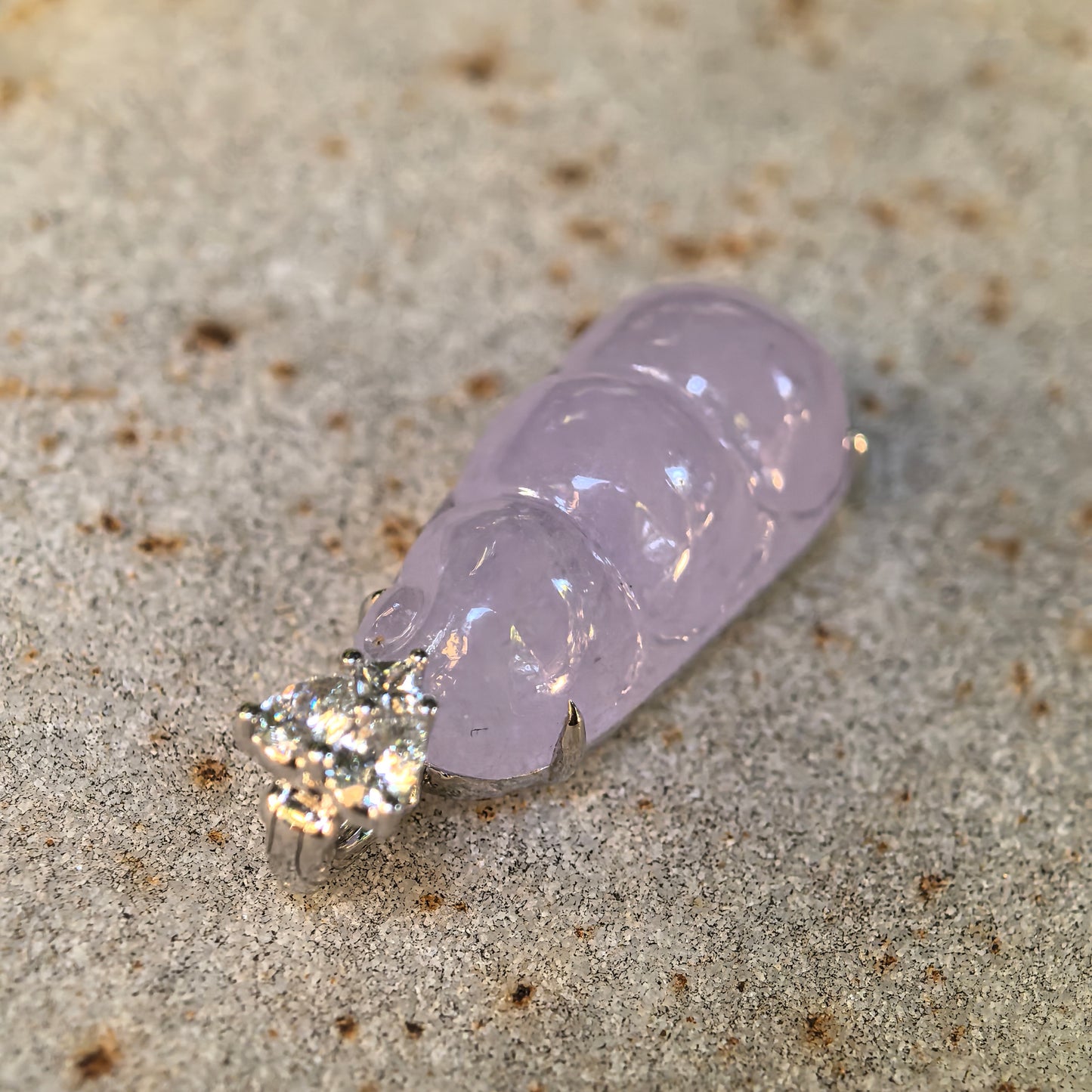 Natural Grade-A Glutinous Icy Lavender Jadeite Bean Pendant · Burmese Jade