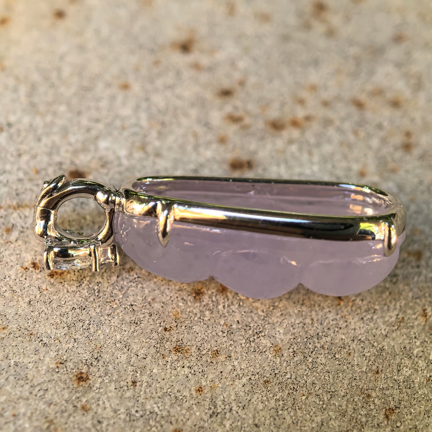 Natural Grade-A Glutinous Icy Lavender Jadeite Bean Pendant · Burmese Jade
