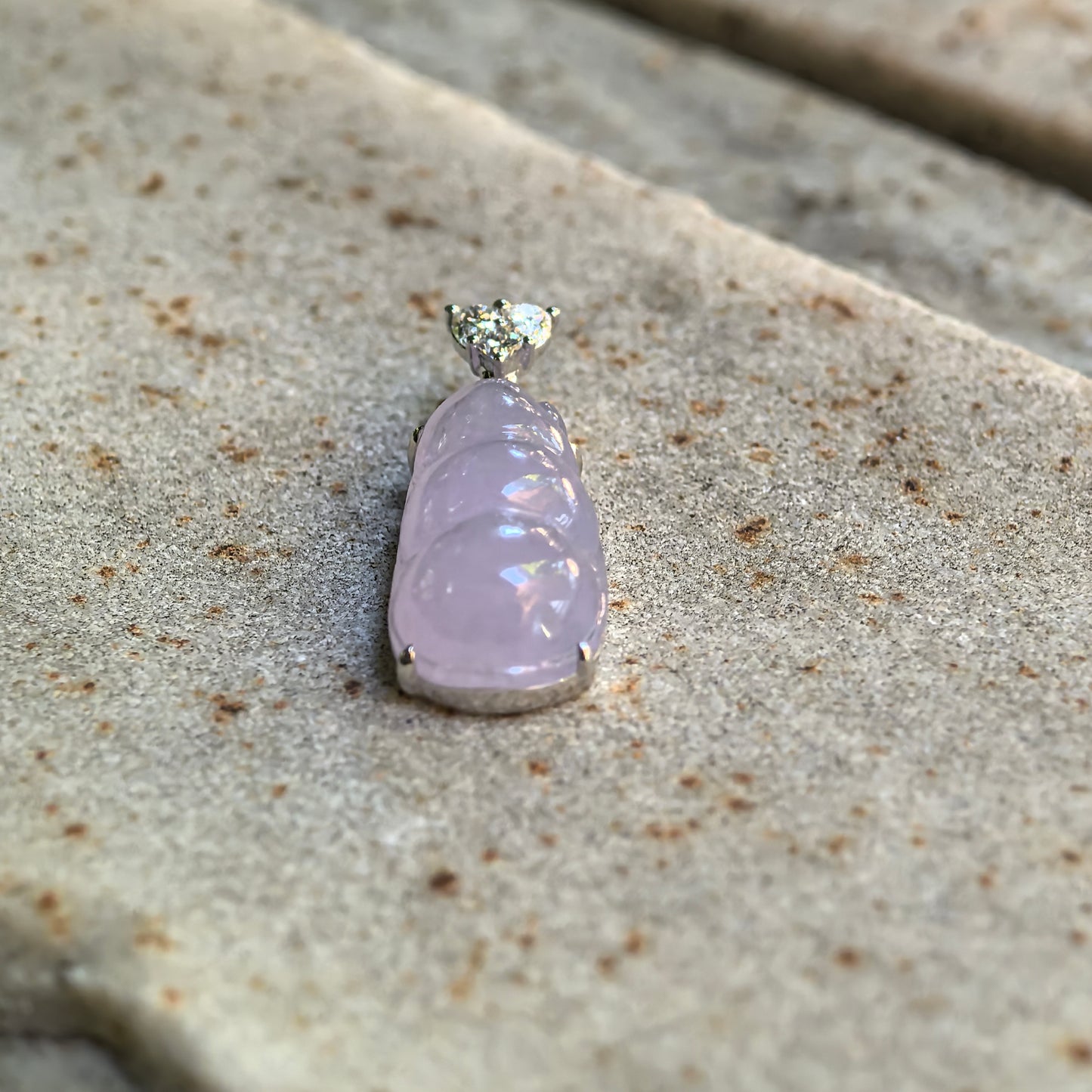 Natural Grade-A Glutinous Icy Lavender Jadeite Bean Pendant · Burmese Jade