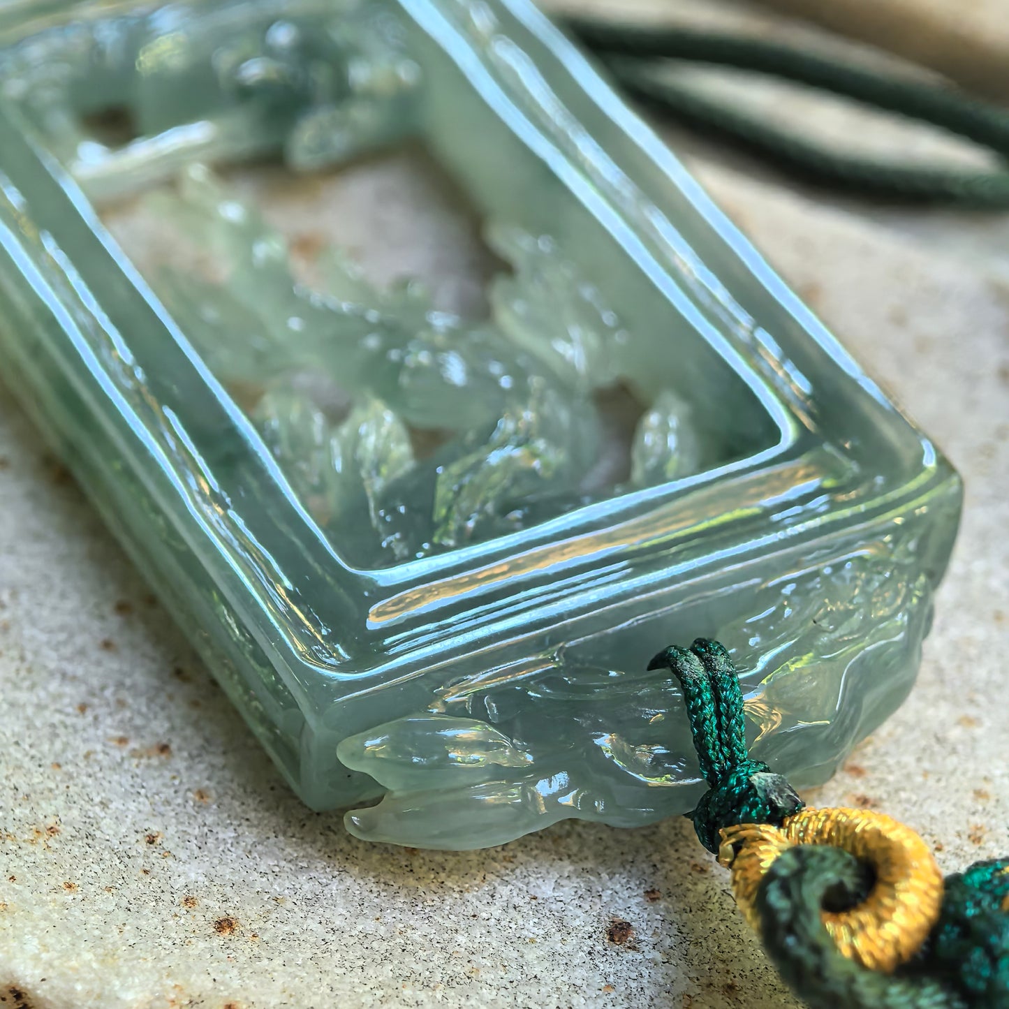 Natural Grade-A Icy Glutinous Pale Green Solitary Fishing Plaque Jadeite Pendant · Burmese Jade