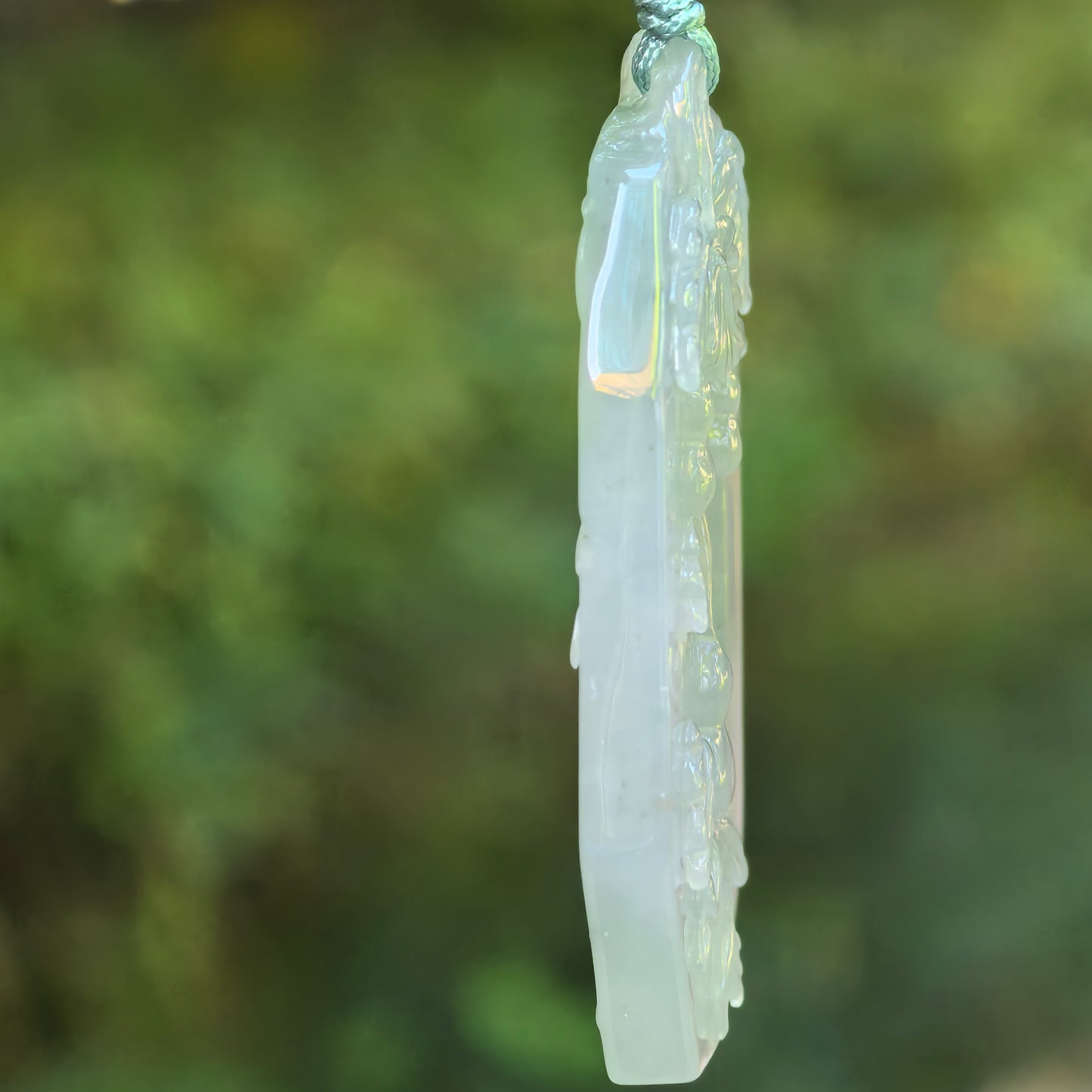 Natural Grade-A Icy Glutinous Pale Green Openwork Gourd Vine Jadeite Pendant · Burmese Jade